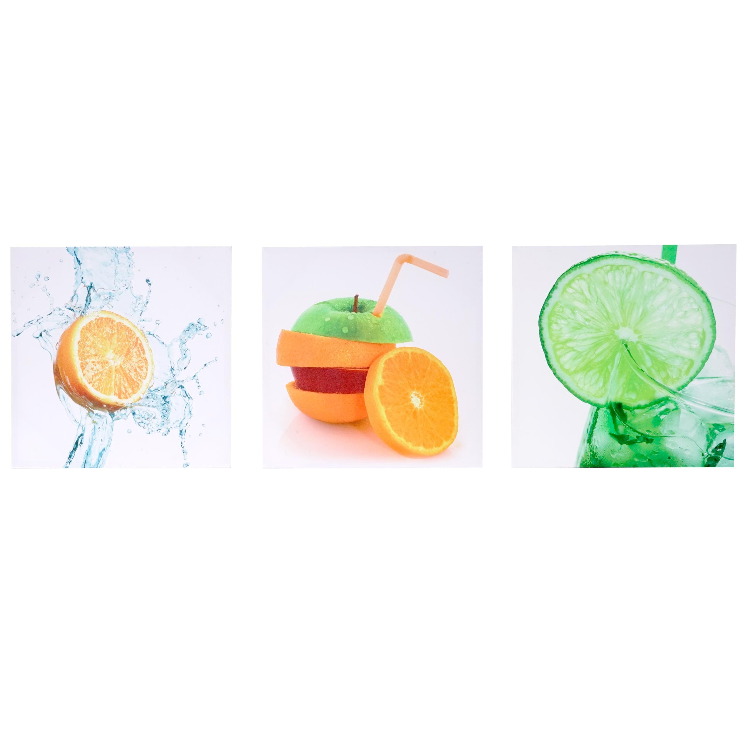 Leinwandbild H376, Wandbild Keilrahmenbild Kunstdruck, 3-teilig 150x50cm ~ Obst 