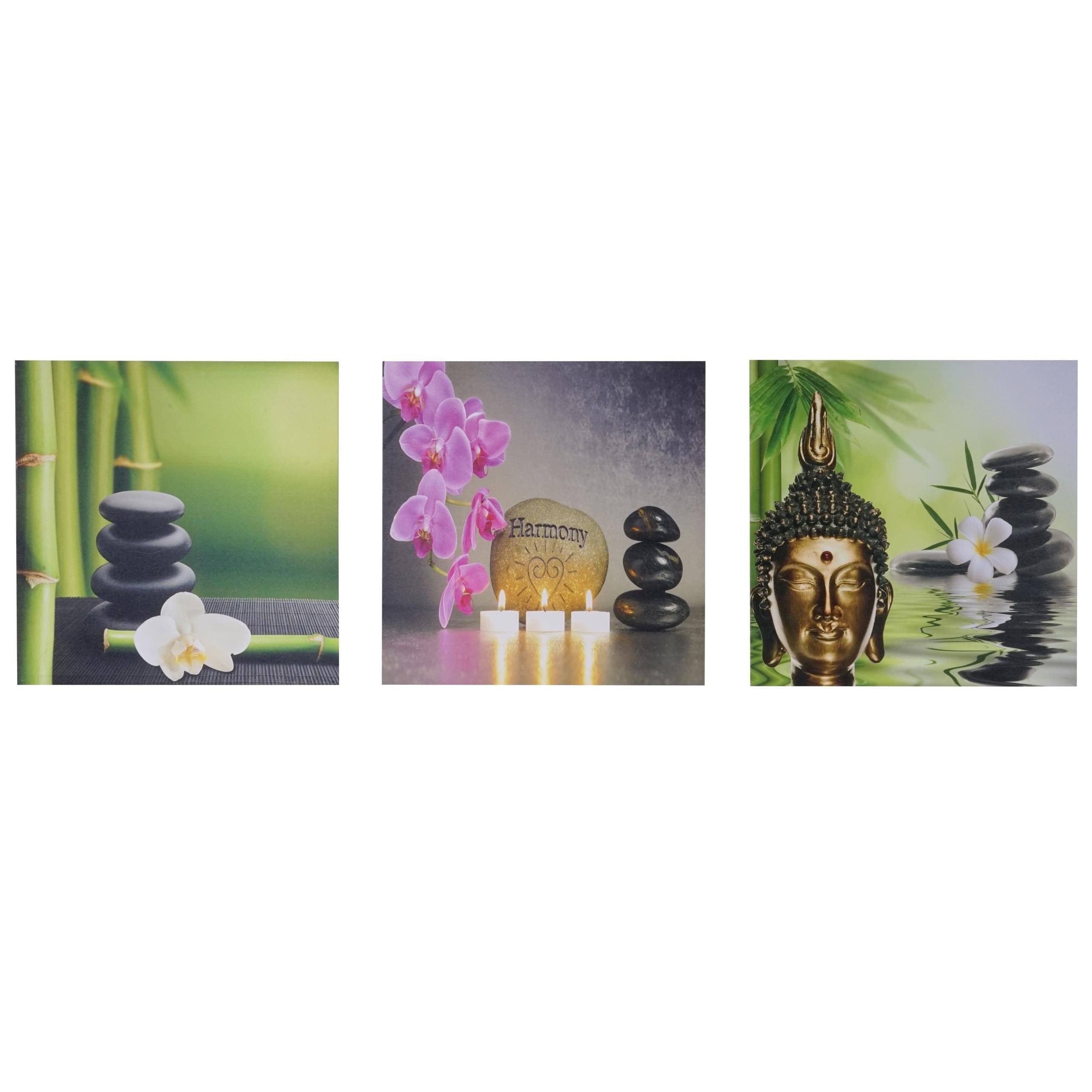 Leinwandbild H376, Wandbild Keilrahmenbild Kunstdruck, 3-teilig 150x50cm ~ Buddha 