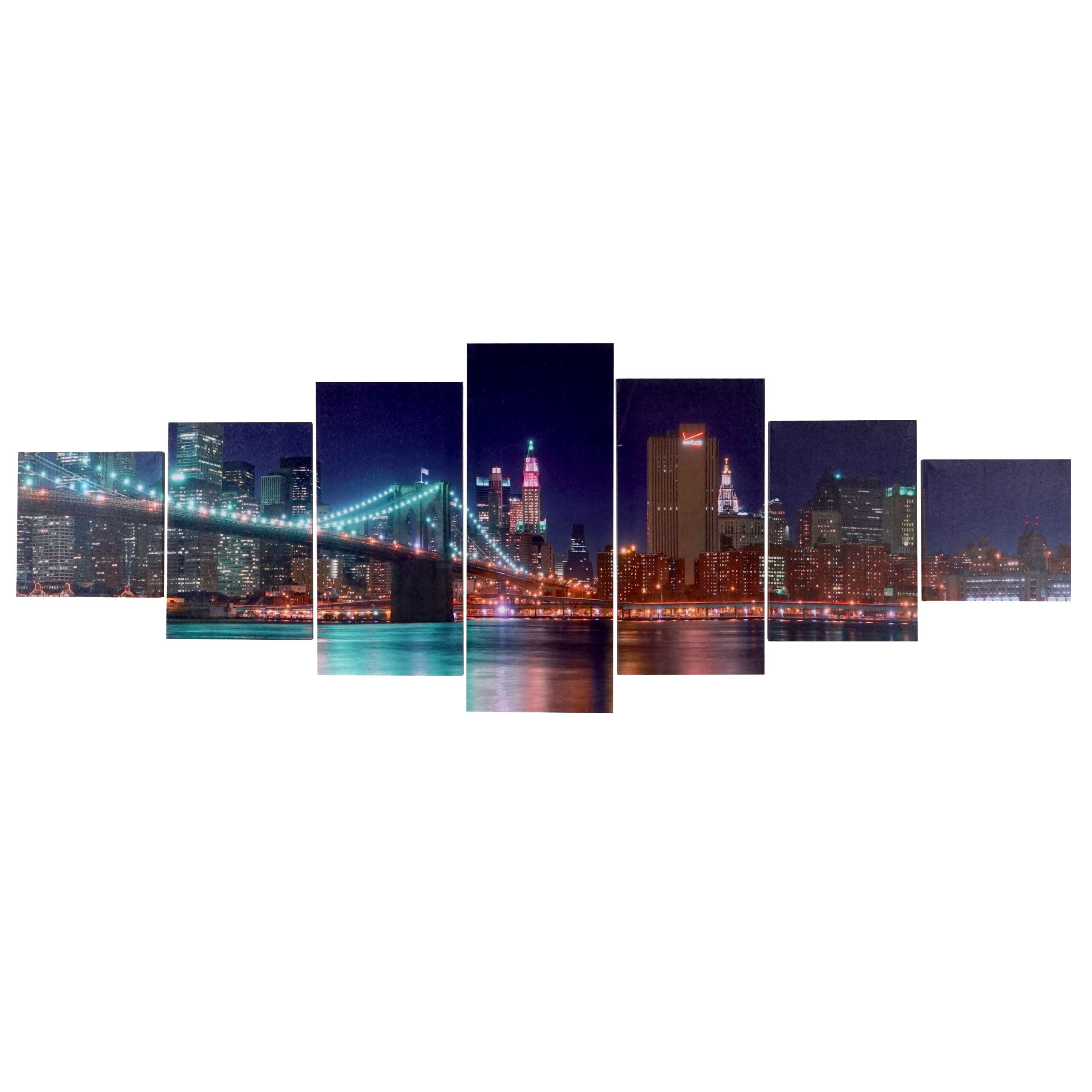 Leinwandbild H375 XL, Wandbild Keilrahmenbild Kunstdruck, 7-teilig 245x87cm ~ New York 