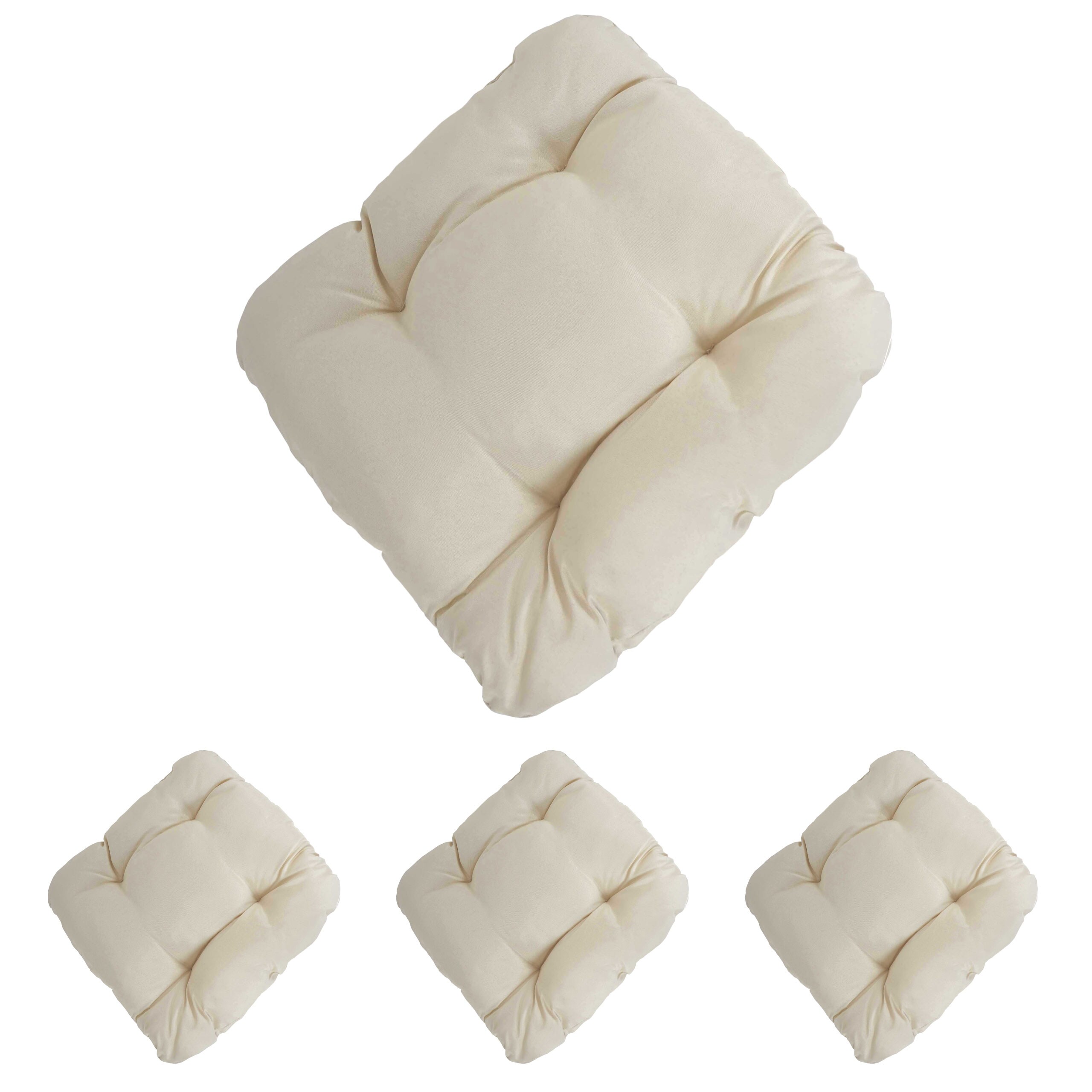 4er-Set Sitzkissen Milano, Stuhlkissen Kissen, 41x38x8cm ~ creme 