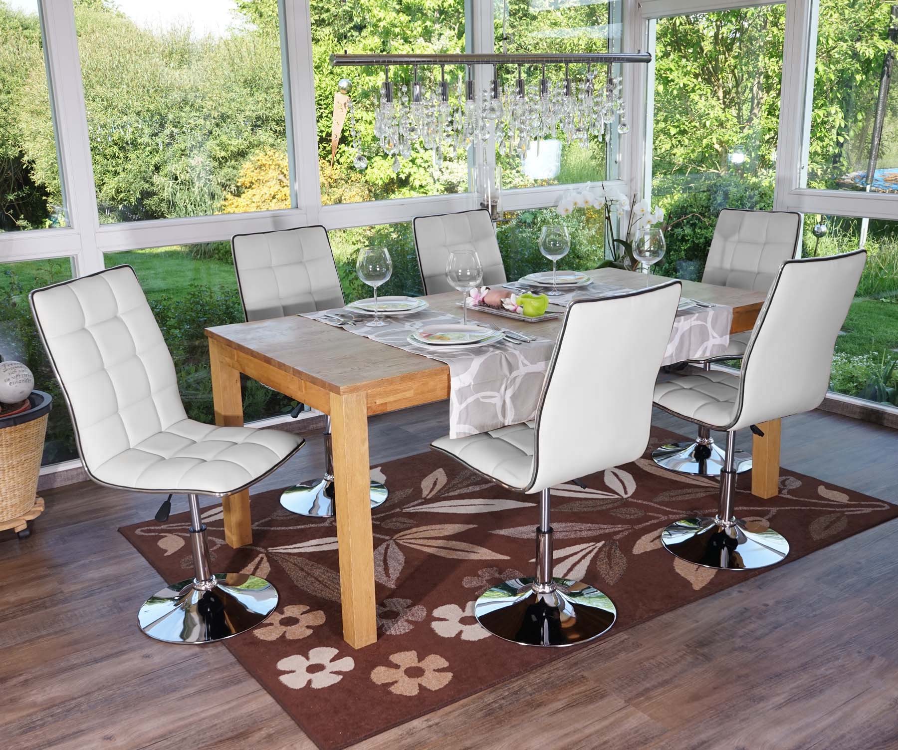 6er-Set Esszimmerstuhl MCW-C41, Stuhl K&uuml;chenstuhl, h&ouml;henverstellbar drehbar, Kunstleder MVG-zertifiziert ~ wei&szlig; 