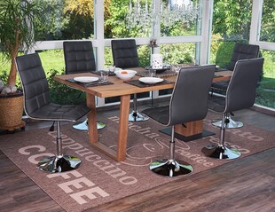 6er-Set Esszimmerstuhl MCW-C41, Stuhl Küchenstuhl, höhenverstellbar drehbar, Kunstleder MVG-zertifiziert ~ grau 