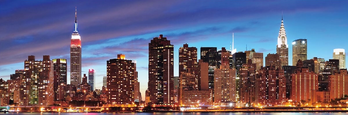 LED-Bild, Leinwandbild Wandbild Leuchtbild, Timer MVG-zertifiziert ~ 120x40cm New York, flackernd 