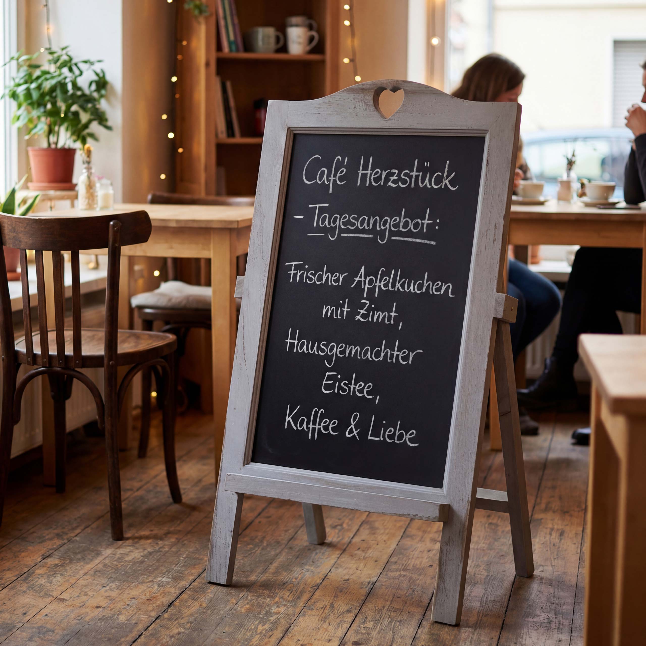 Werbetafel MCW-E51, Aufsteller Kreidetafel, 66x37x27cm Shabby-Look Vintage ~ grau 