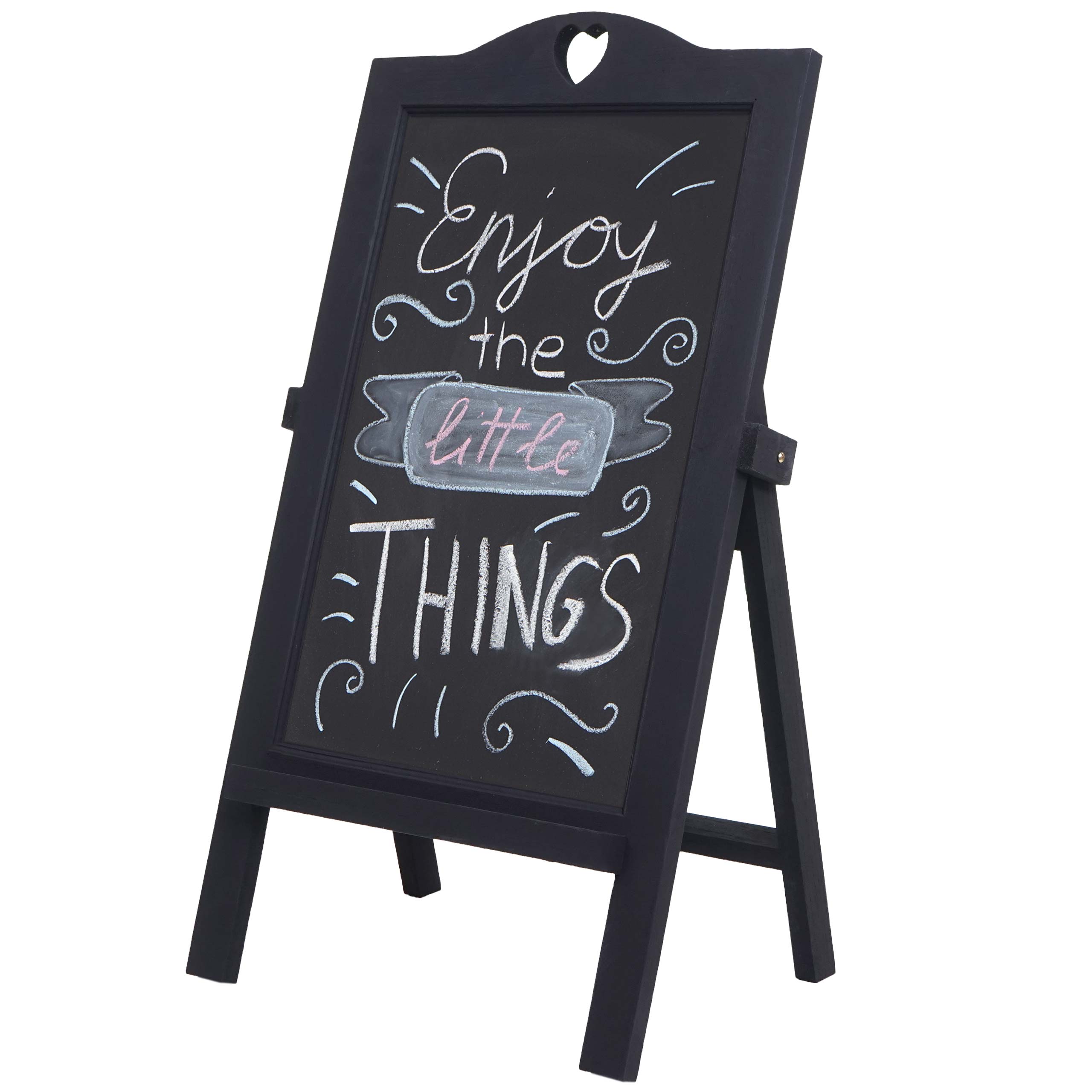 Werbetafel MCW-E51, Aufsteller Kreidetafel, 66x37x27cm Shabby-Look Vintage ~ dunkelgrau 