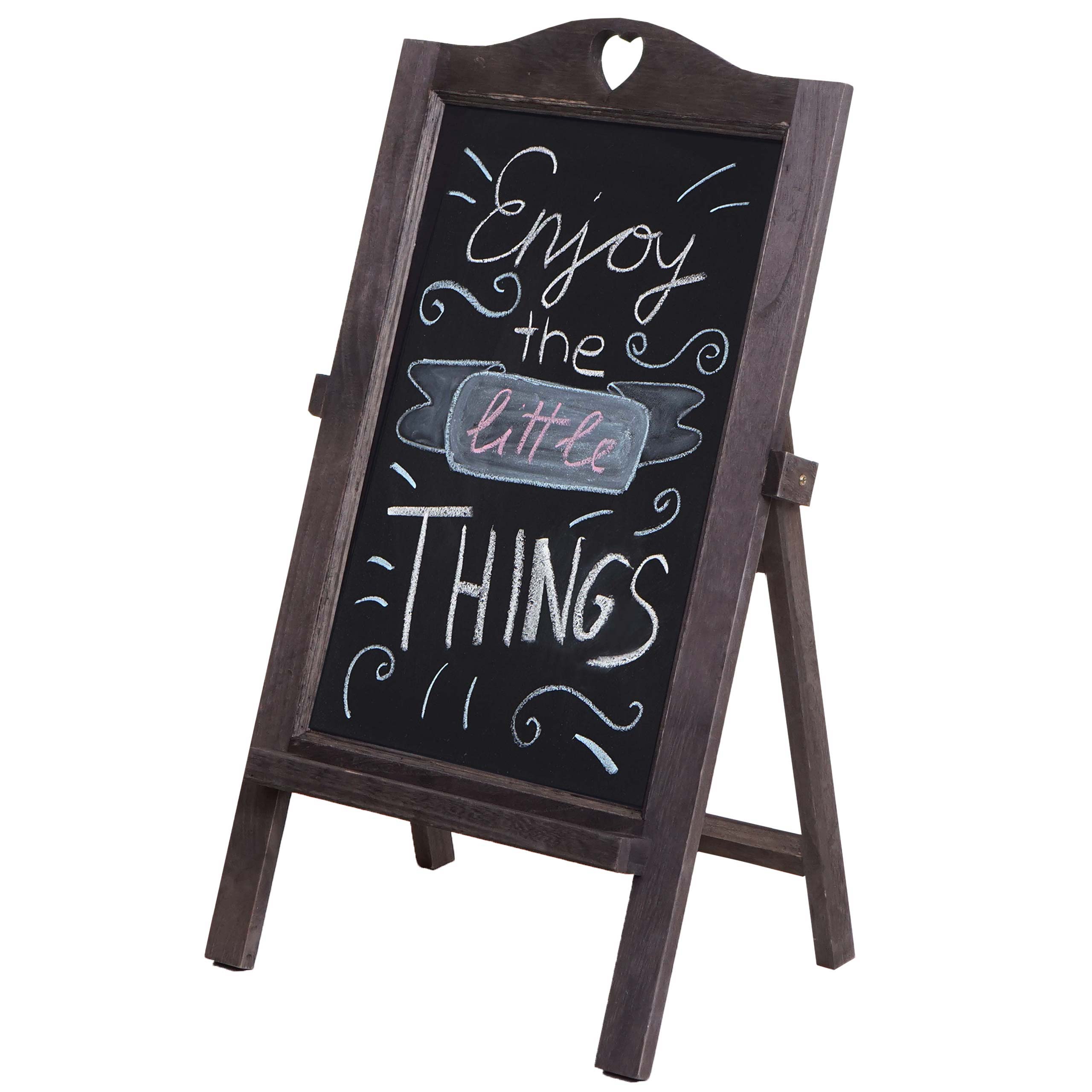Werbetafel MCW-E51, Aufsteller Kreidetafel, 66x37x27cm Shabby-Look Vintage ~ grau-braun 