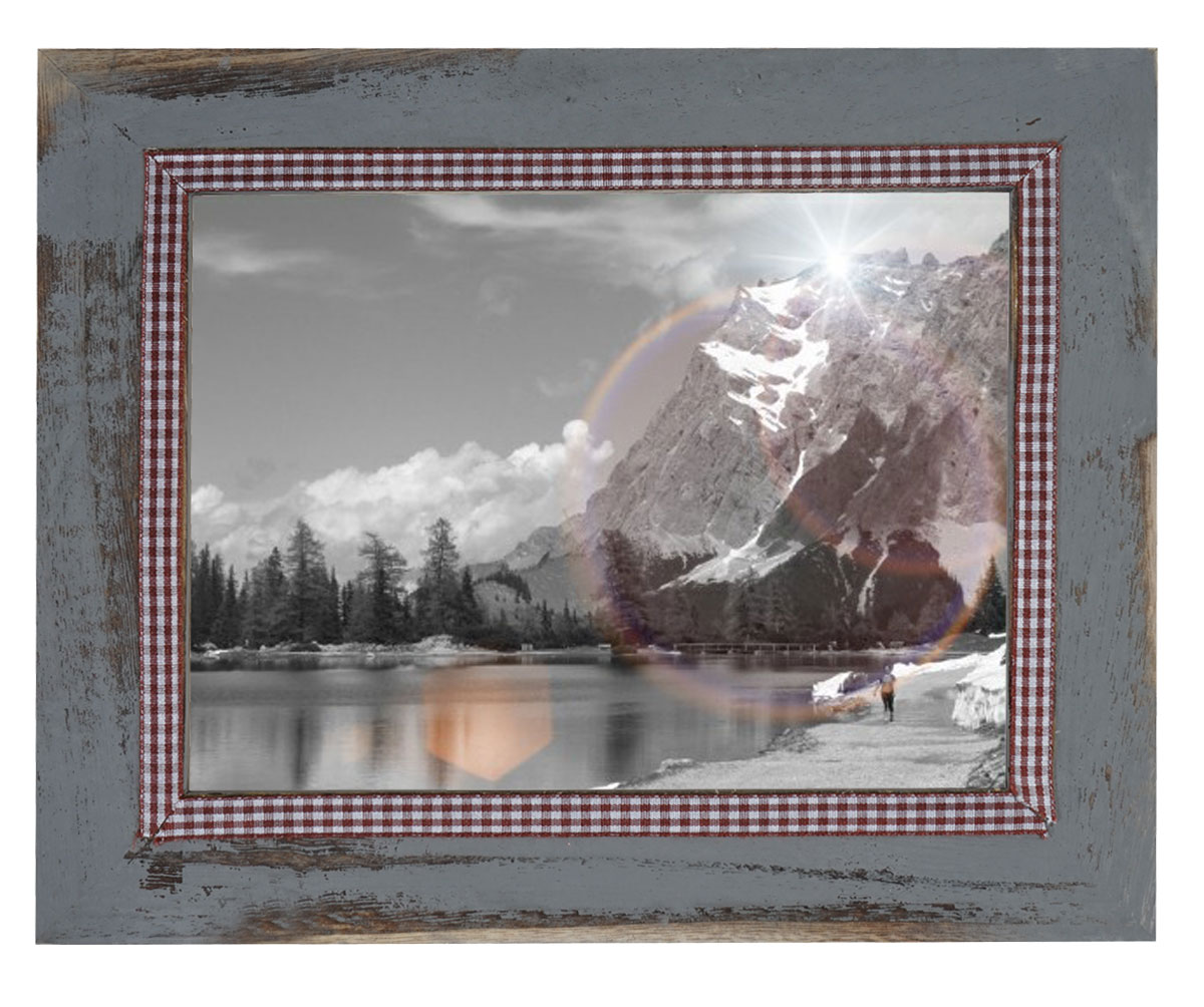 Bilderrahmen H246, Fotorahmen Holzrahmen, 21x26cm Shabby-Look Landhaus ~ grau 