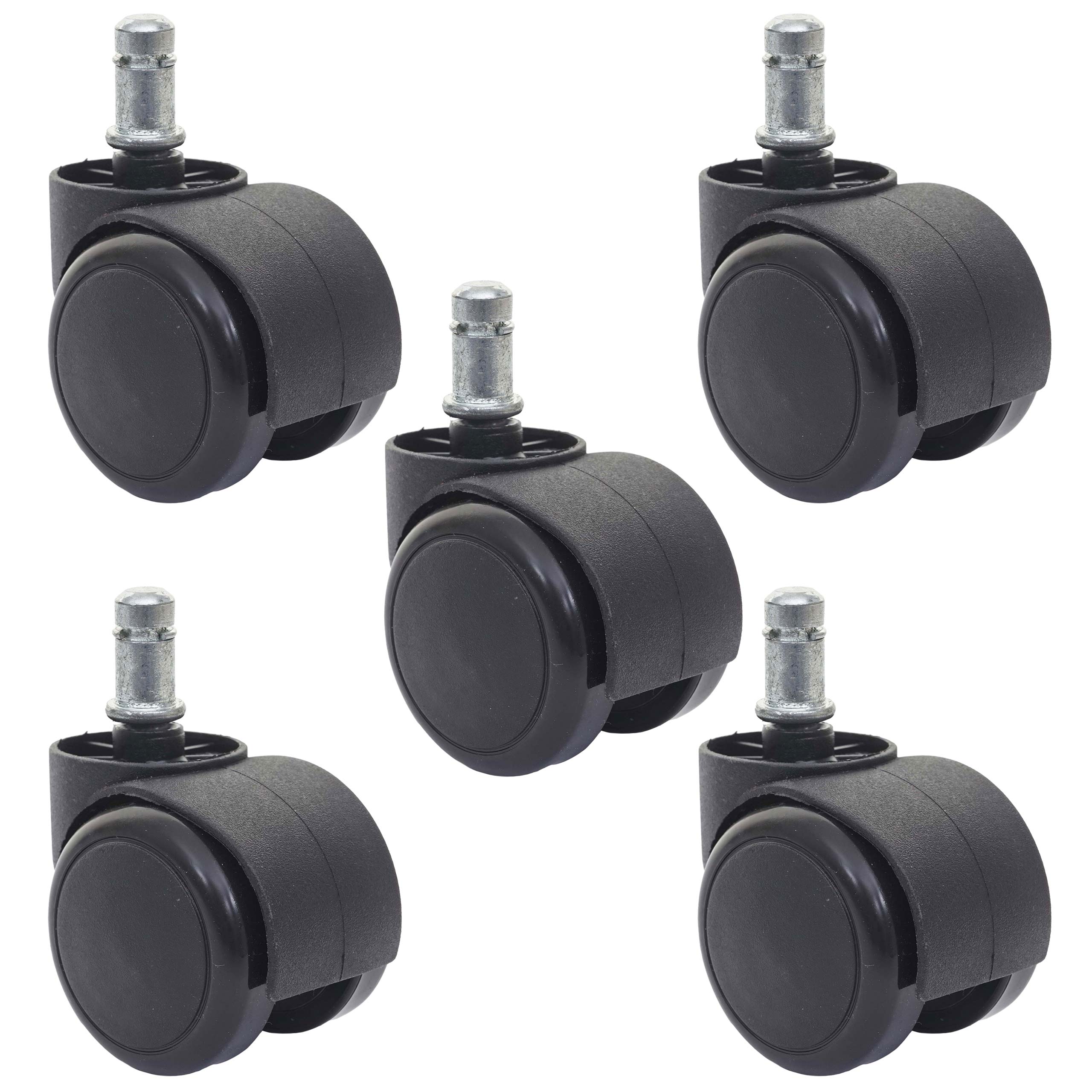 5er-Set Hartbodenrollen MCW-H86, B&uuml;rostuhl-Rollen Stuhlrollen, 150kg belastbar &Oslash; 11mm ~ schwarz 