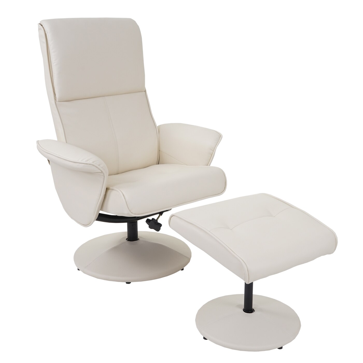 Relaxsessel Stockholm, Fernsehsessel Relaxliege TV-Sessel mit Hocker ~ Kunstleder, creme 