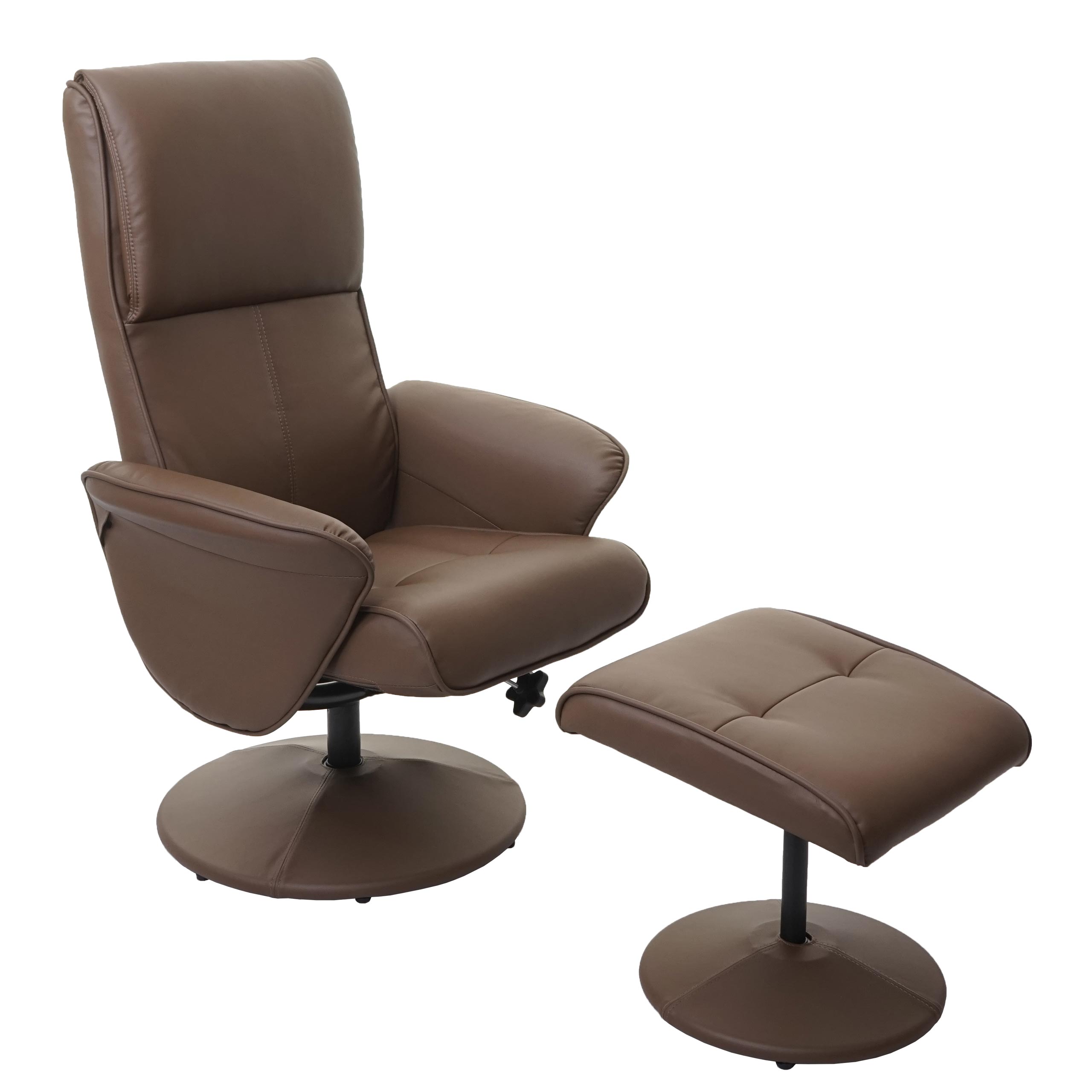 Relaxsessel Stockholm, Fernsehsessel Relaxliege TV-Sessel mit Hocker ~ Kunstleder, taupe 