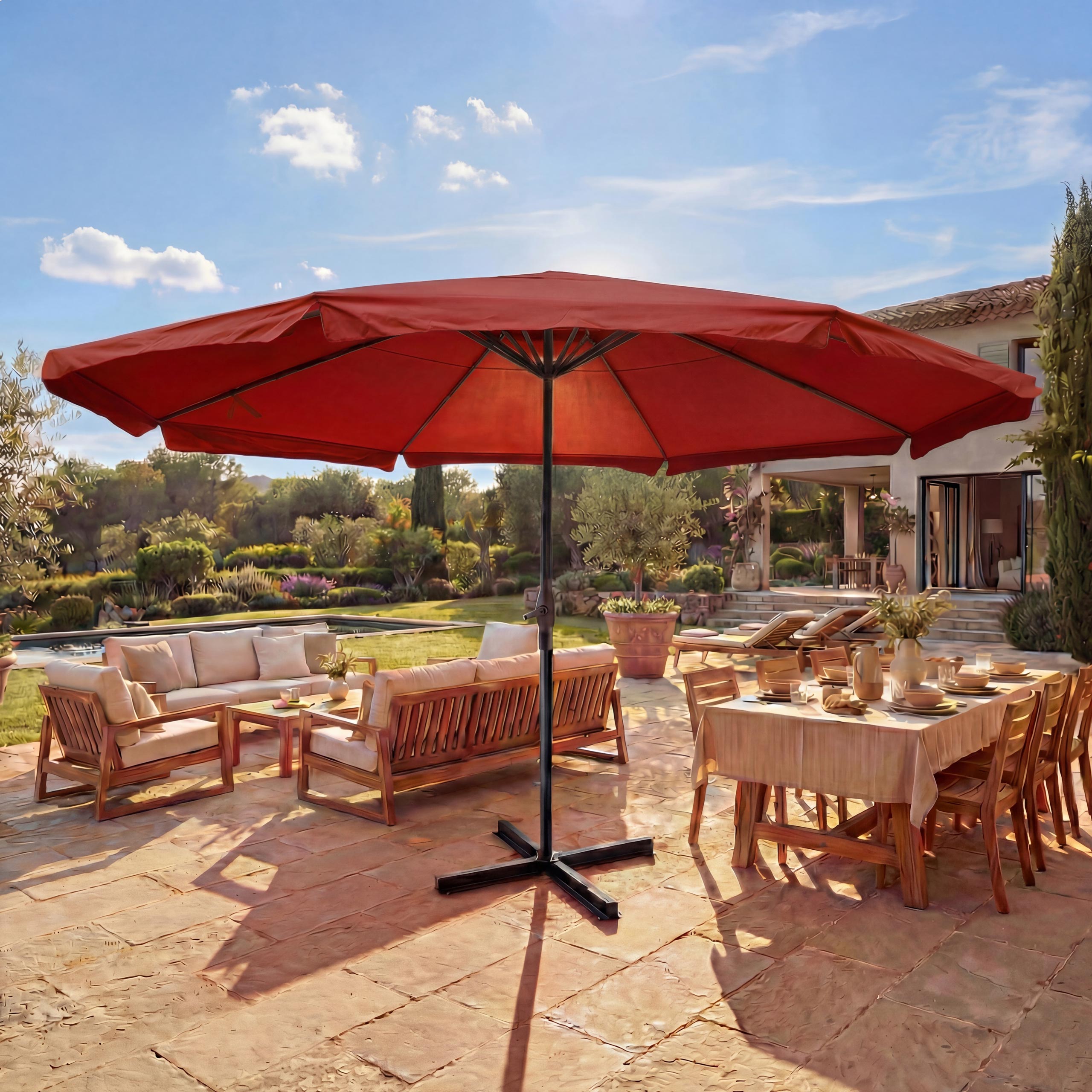 Sonnenschirm Carpi Pro, Gastronomie Marktschirm mit Volant &Oslash; 5m Polyester/Alu 28kg ~ bordeaux ohne St&auml;nder 