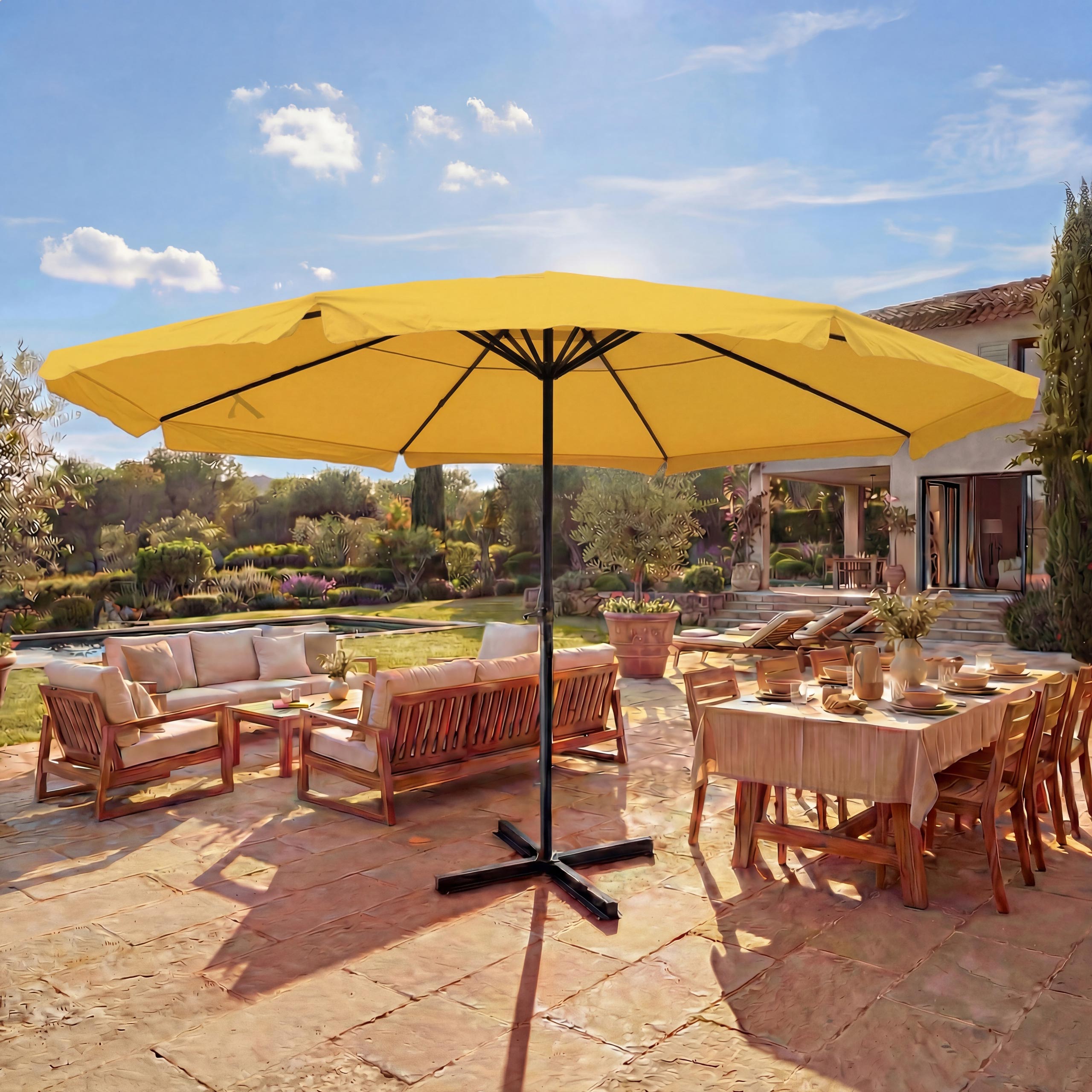 Sonnenschirm Carpi Pro, Gastronomie Marktschirm mit Volant &Oslash; 5m Polyester/Alu 28kg ~ gelb ohne St&auml;nder 