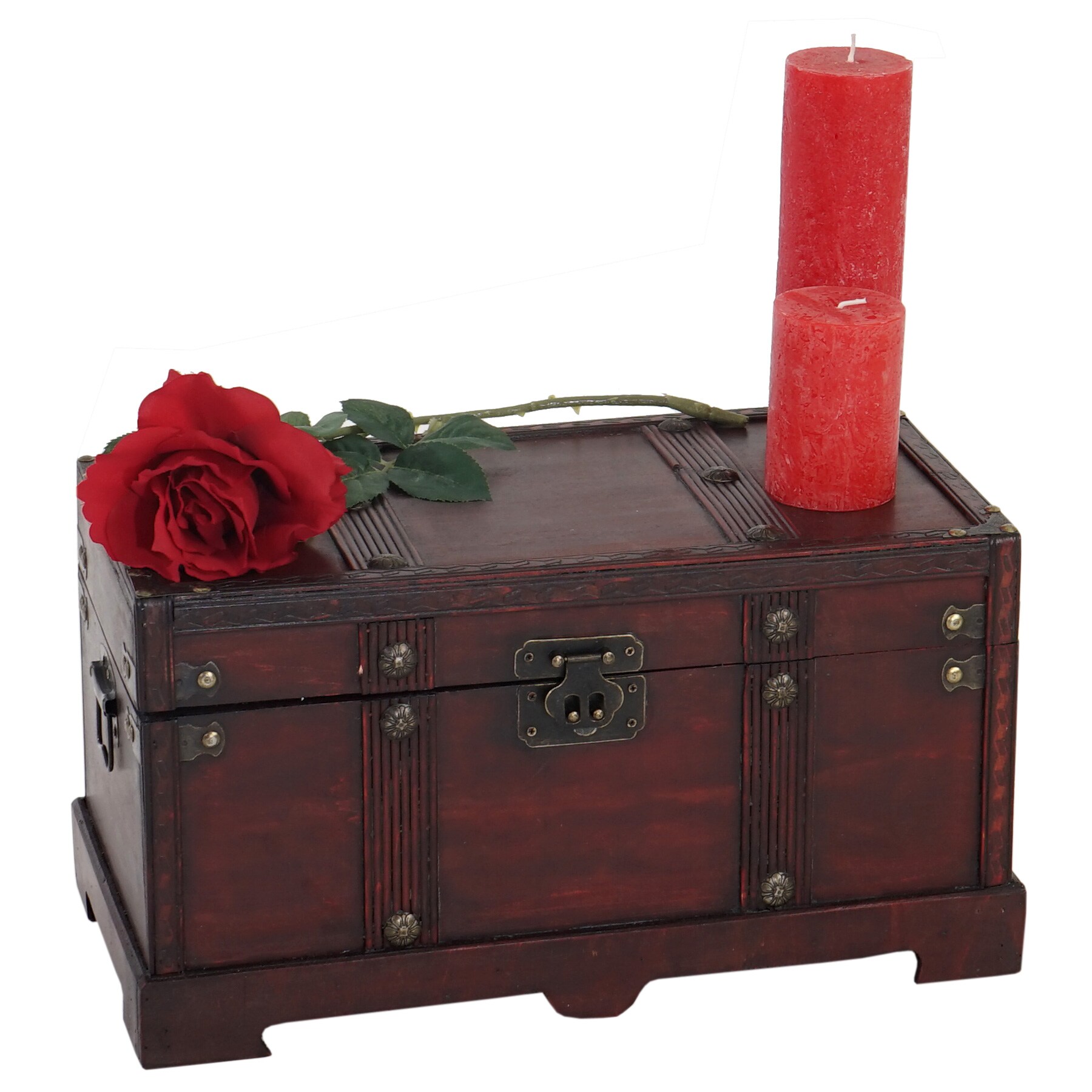 Holztruhe Holzbox Schatztruhe Antibes Antikoptik 24x46x23cm ~ eckig 