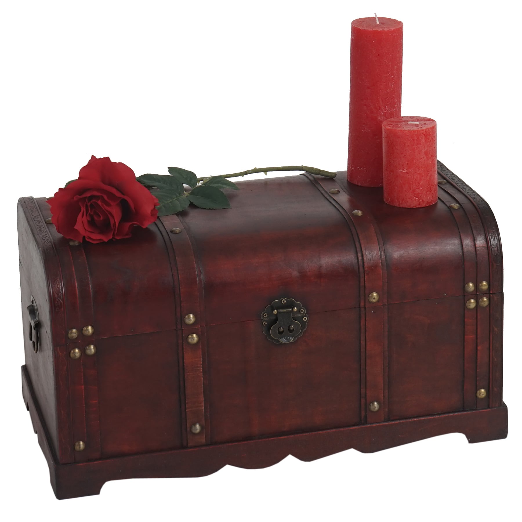 Holztruhe Holzbox Schatztruhe Antibes Antikoptik 30x57x29cm ~ rund 