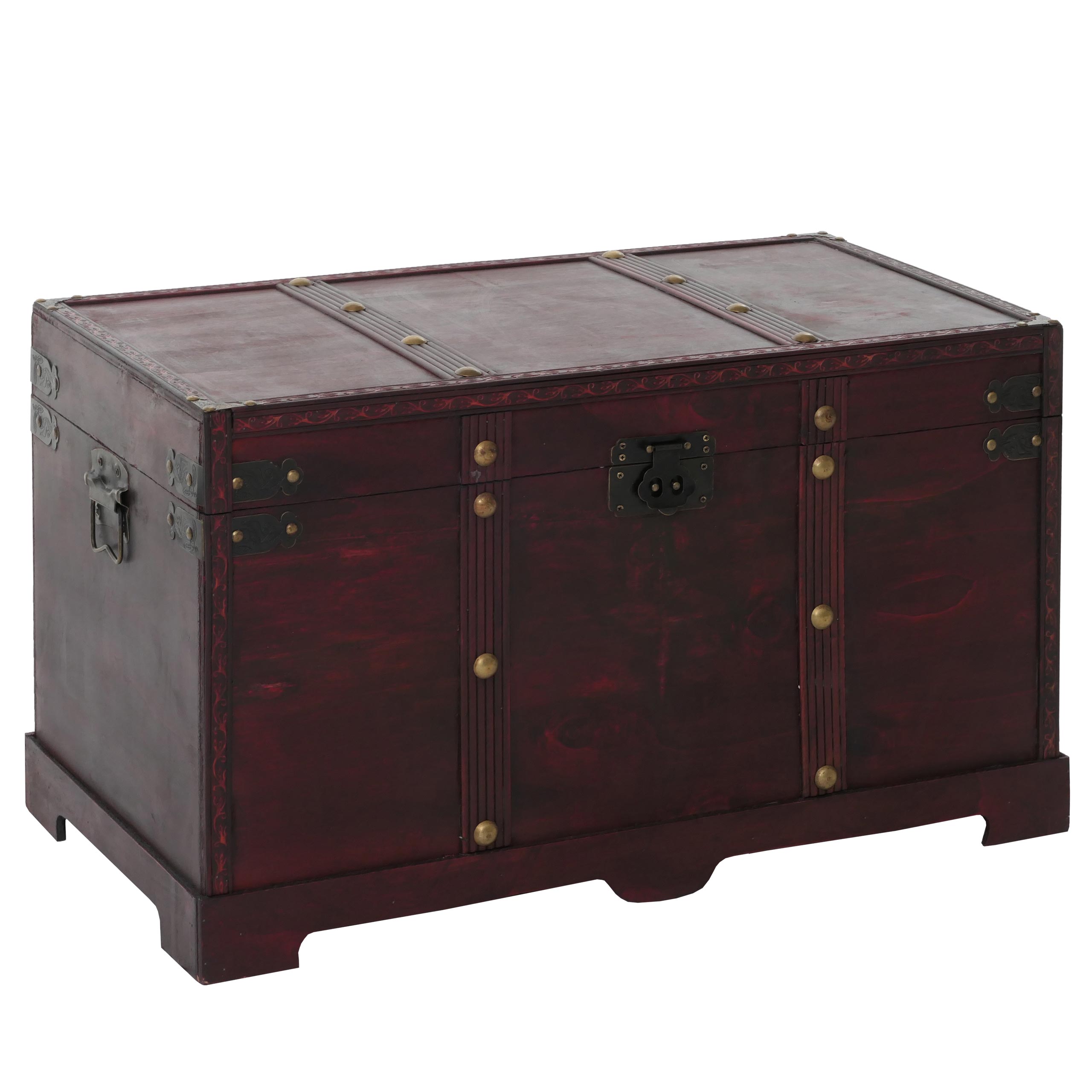 Holztruhe Holzbox Schatztruhe Antibes Antikoptik 39x67x38cm ~ eckig 