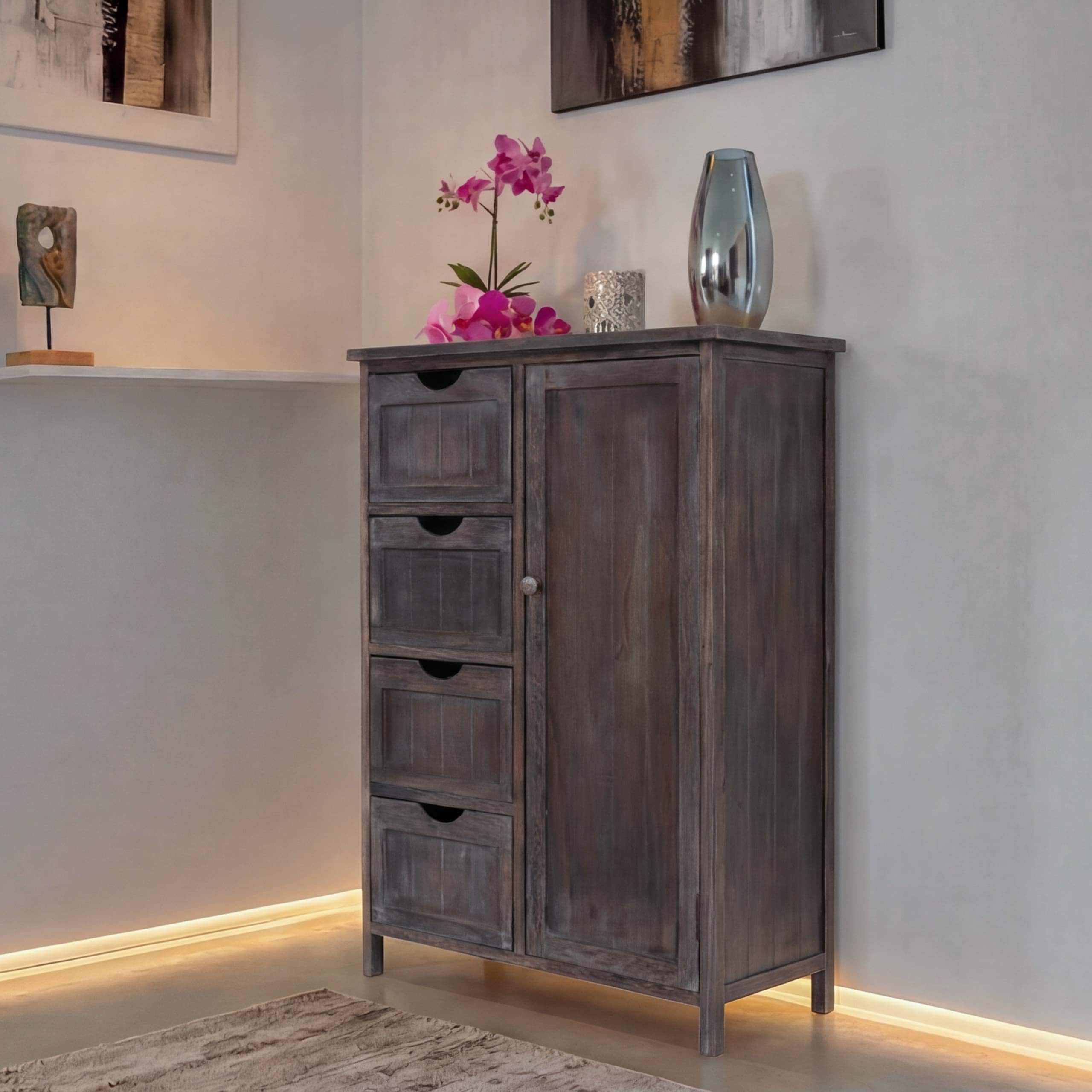 Kommode MCW-D12, Schrank Schubladenkommode, Shabby-Look Vintage 82x55x30cm ~ braun 