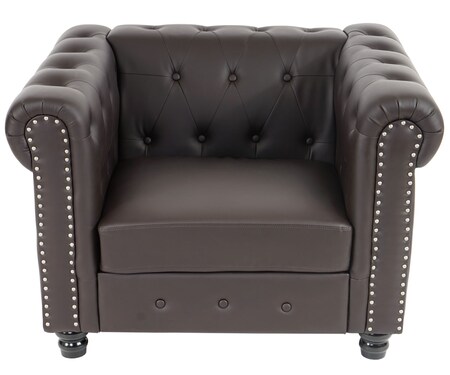 Luxus Sessel Loungesessel Relaxsessel Chesterfield Kunstleder ~ eckige Füße,  schwarz von Heute-Wohnen