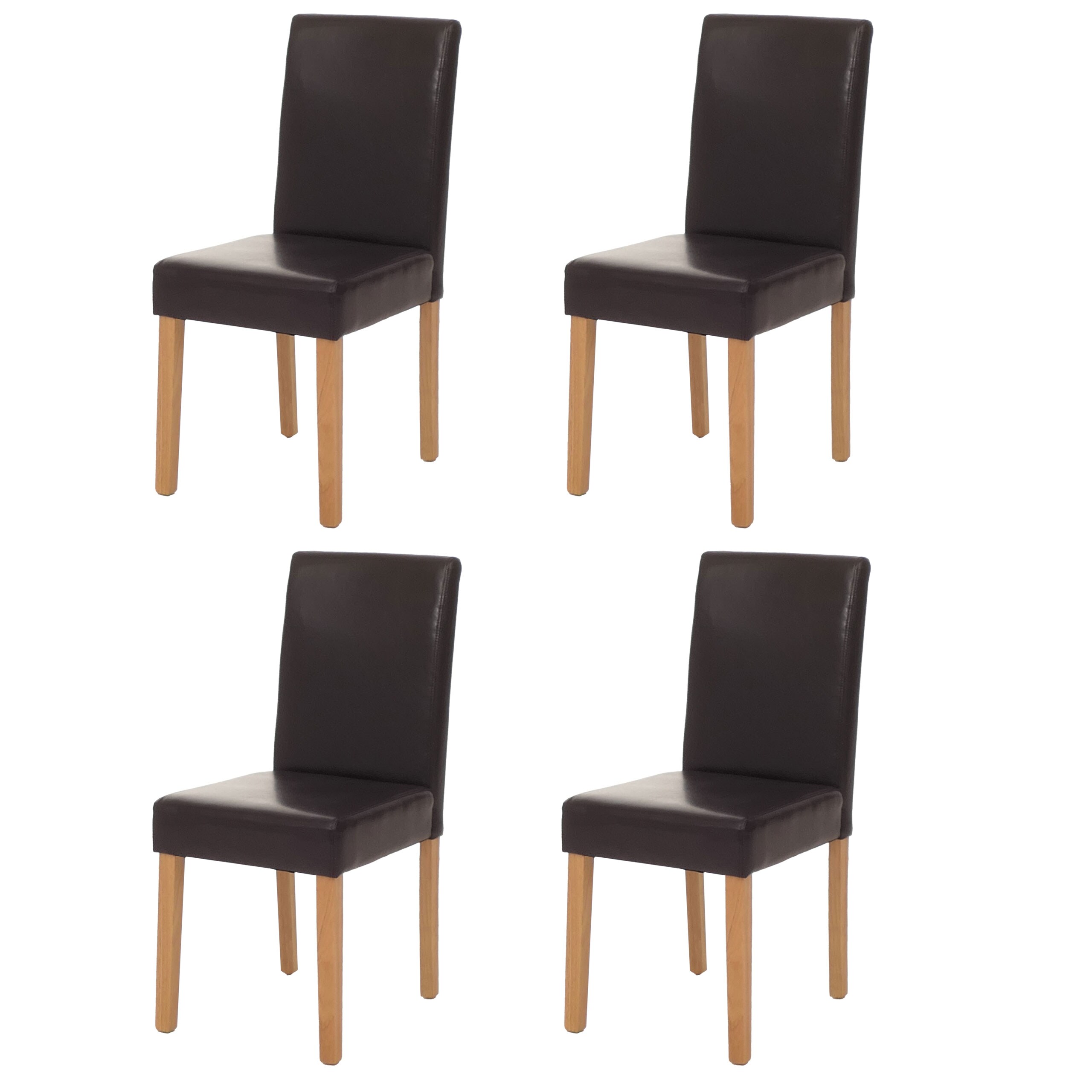 4er-Set Esszimmerstuhl Stuhl K&uuml;chenstuhl Littau ~ Leder, braun helle Beine 