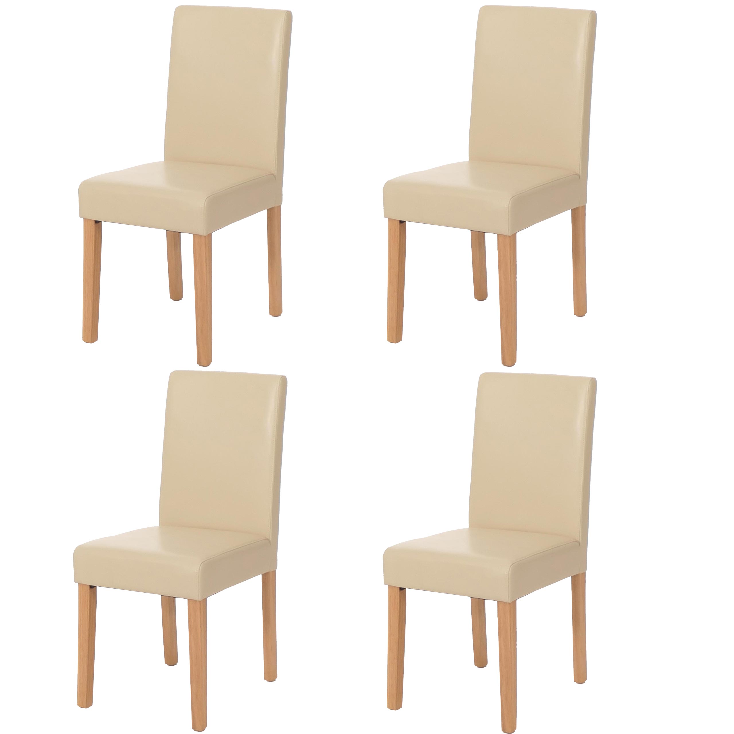 4er-Set Esszimmerstuhl Stuhl K&uuml;chenstuhl Littau ~ Leder, creme helle Beine 