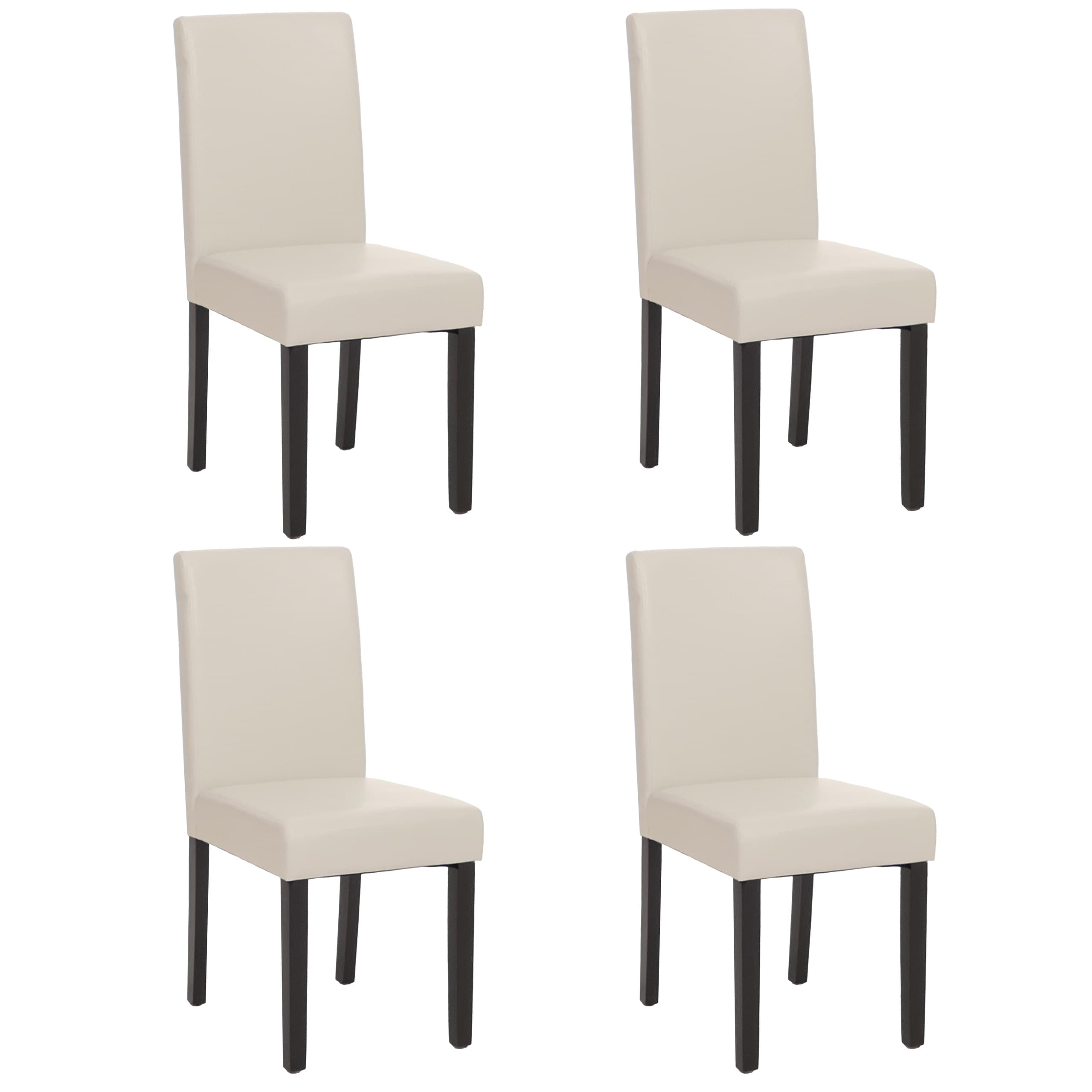 4er-Set Esszimmerstuhl Stuhl K&uuml;chenstuhl Littau ~ Leder, wei&szlig; dunkle Beine 