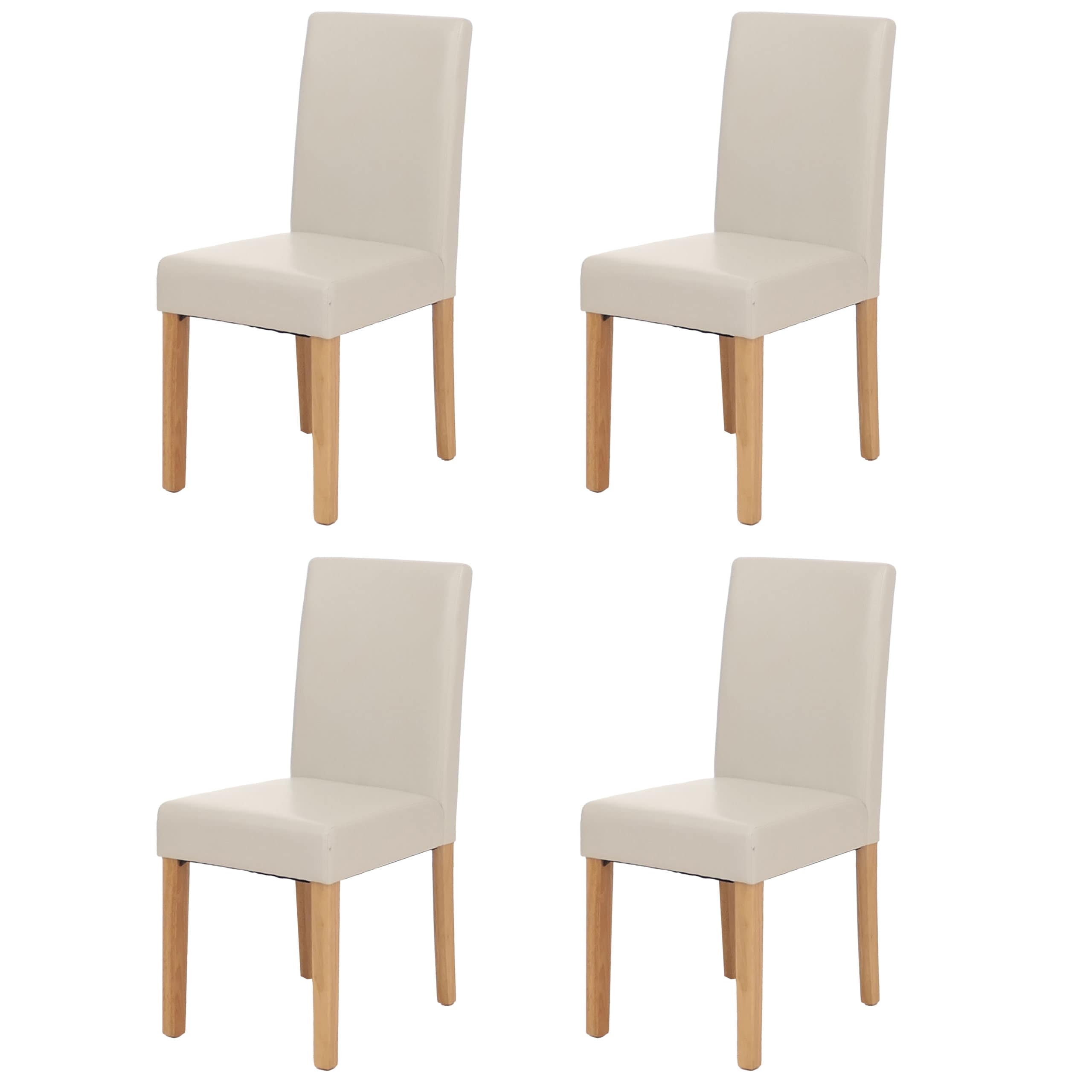4er-Set Esszimmerstuhl Stuhl K&uuml;chenstuhl Littau ~ Leder, wei&szlig; helle Beine 