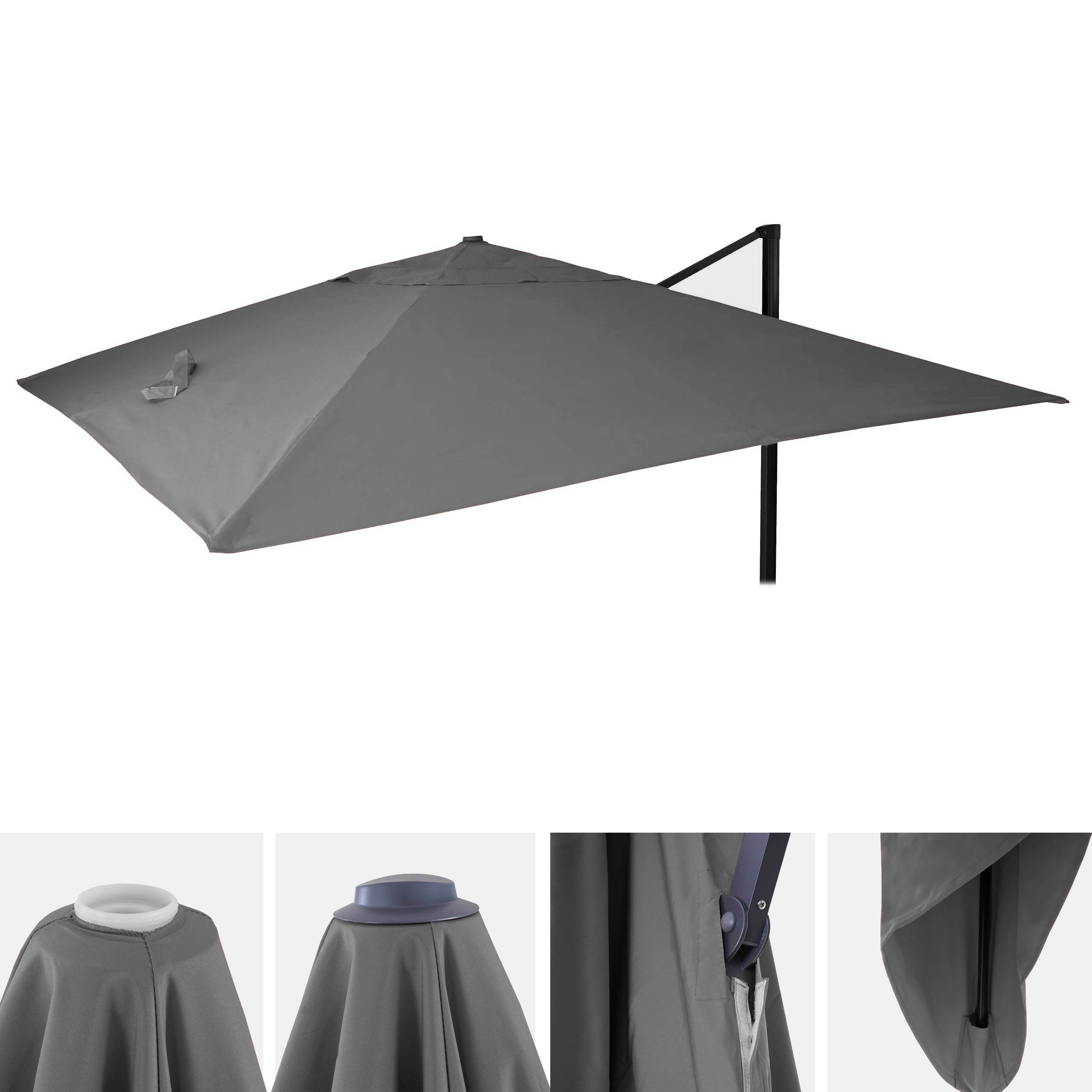 Ersatz-Bezug f&uuml;r Luxus-Ampelschirm MCW-A96, Sonnenschirmbezug Ersatzbezug, 3x4m (&Oslash;5m) Polyester ~ anthrazit 