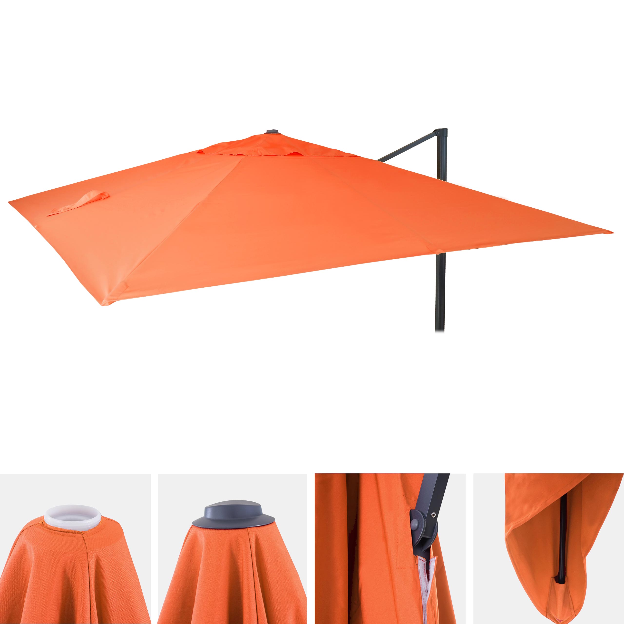 Ersatz-Bezug f&uuml;r Luxus-Ampelschirm MCW-A96, Sonnenschirmbezug Ersatzbezug, 3x4m (&Oslash;5m) Polyester 3,5kg ~ terracotta 