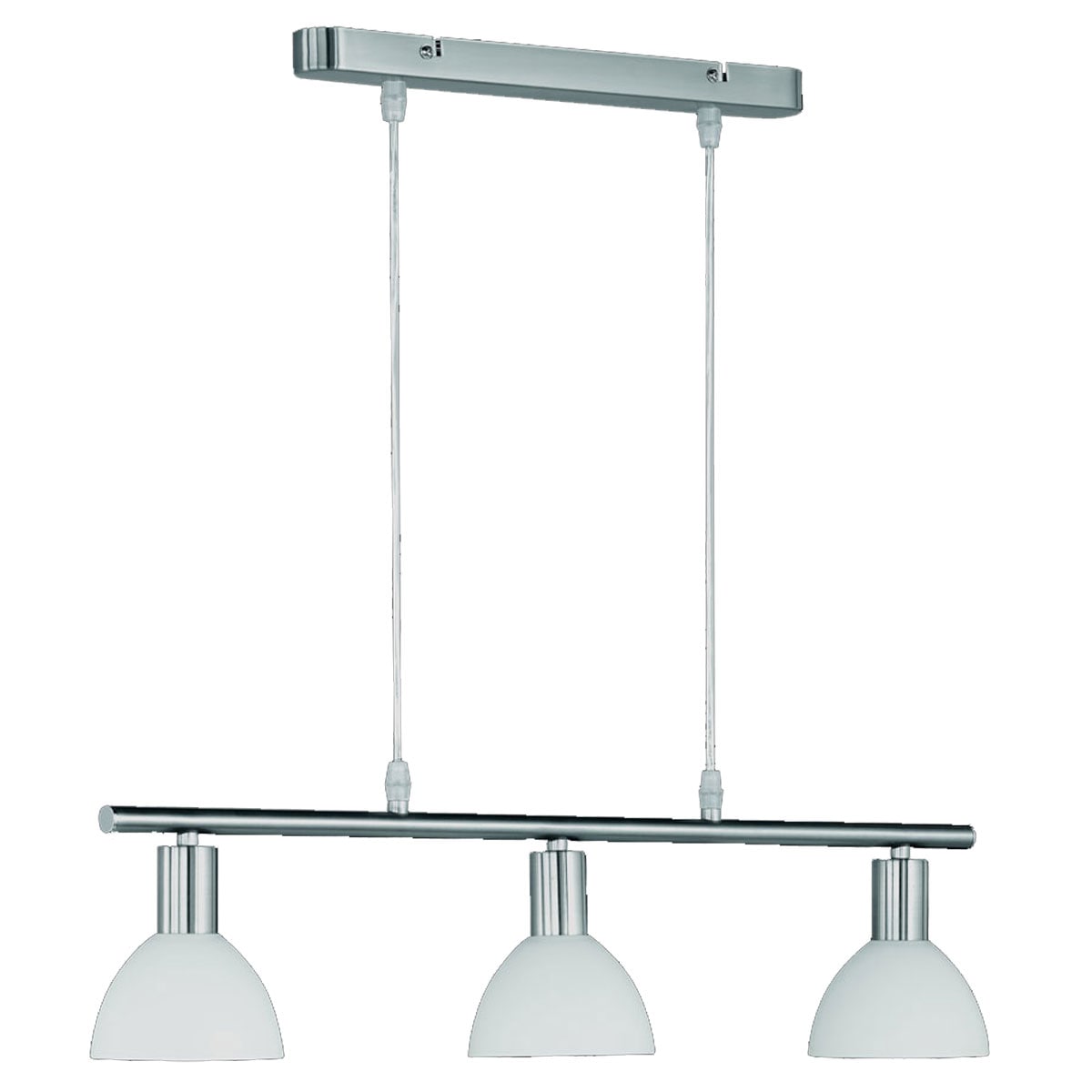 Reality Trio Pendelleuchte H&auml;ngelampe, 3-flammig, nickel matt, Glasschirm wei&szlig; 