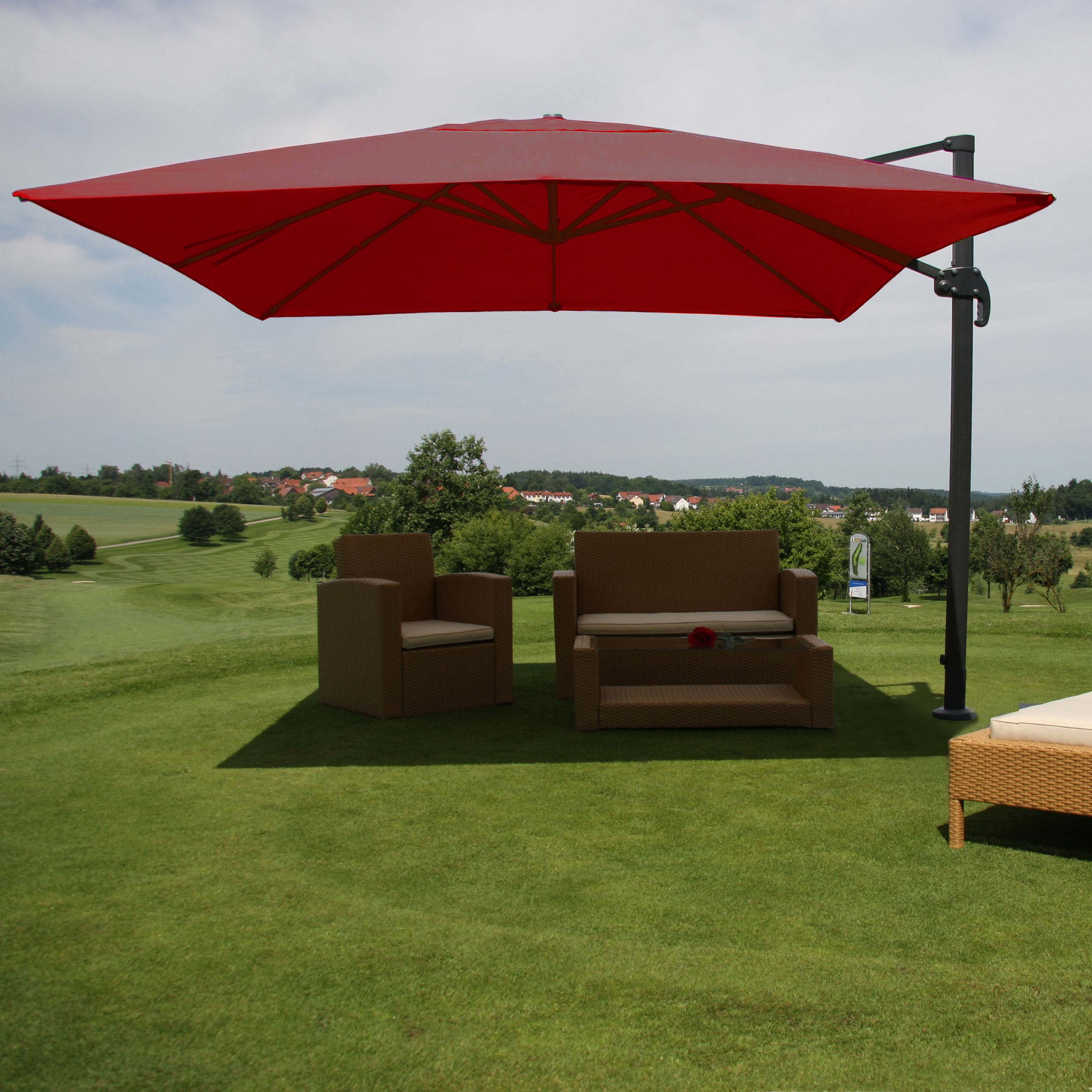 Gastronomie-Ampelschirm MCW-A96, Sonnenschirm, 3x4m (&Oslash;5m) Polyester/Alu 26kg ~ bordeaux ohne St&auml;nder, drehbar 