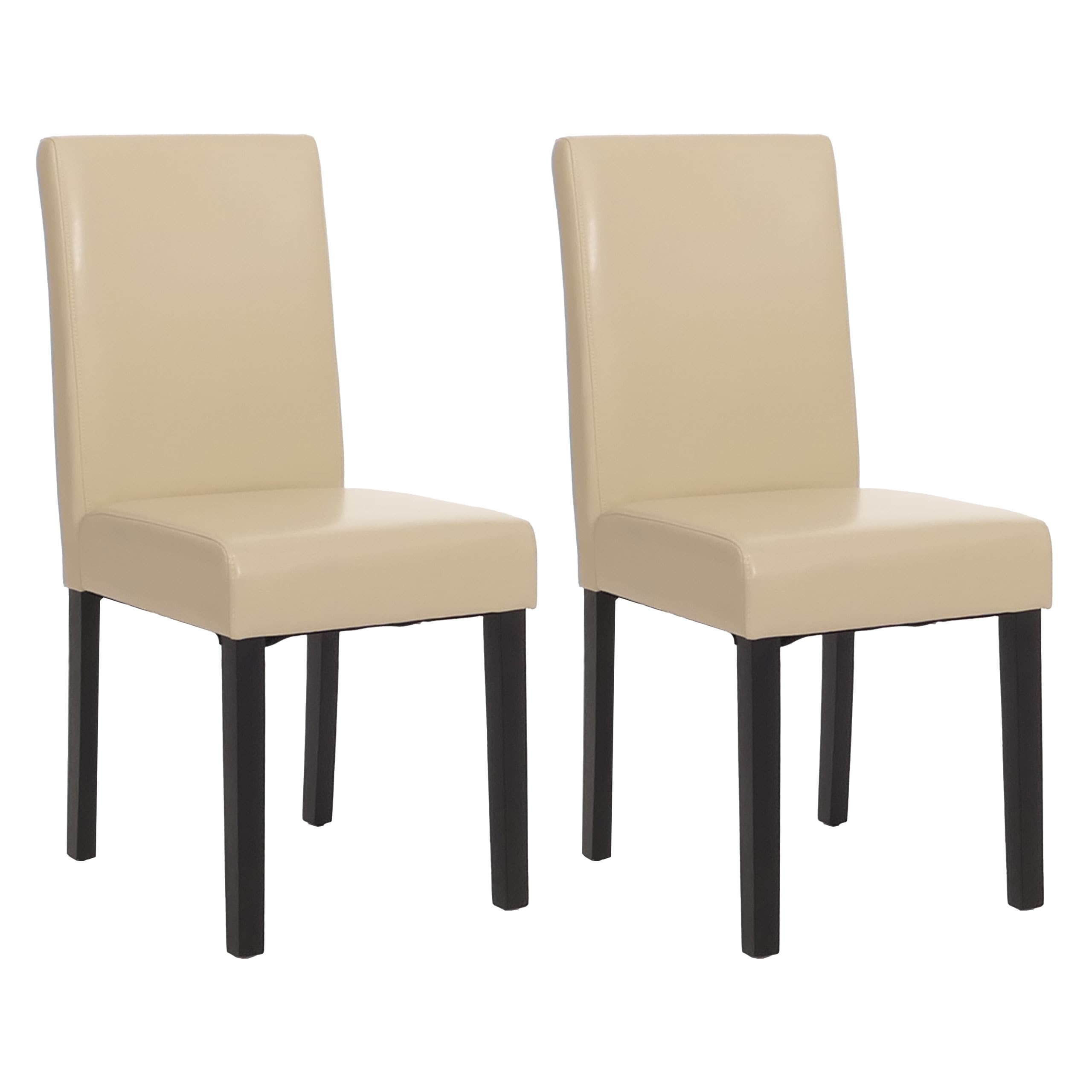 2er-Set Esszimmerstuhl K&uuml;chenstuhl Stuhl Littau ~ creme, dunkle Beine 