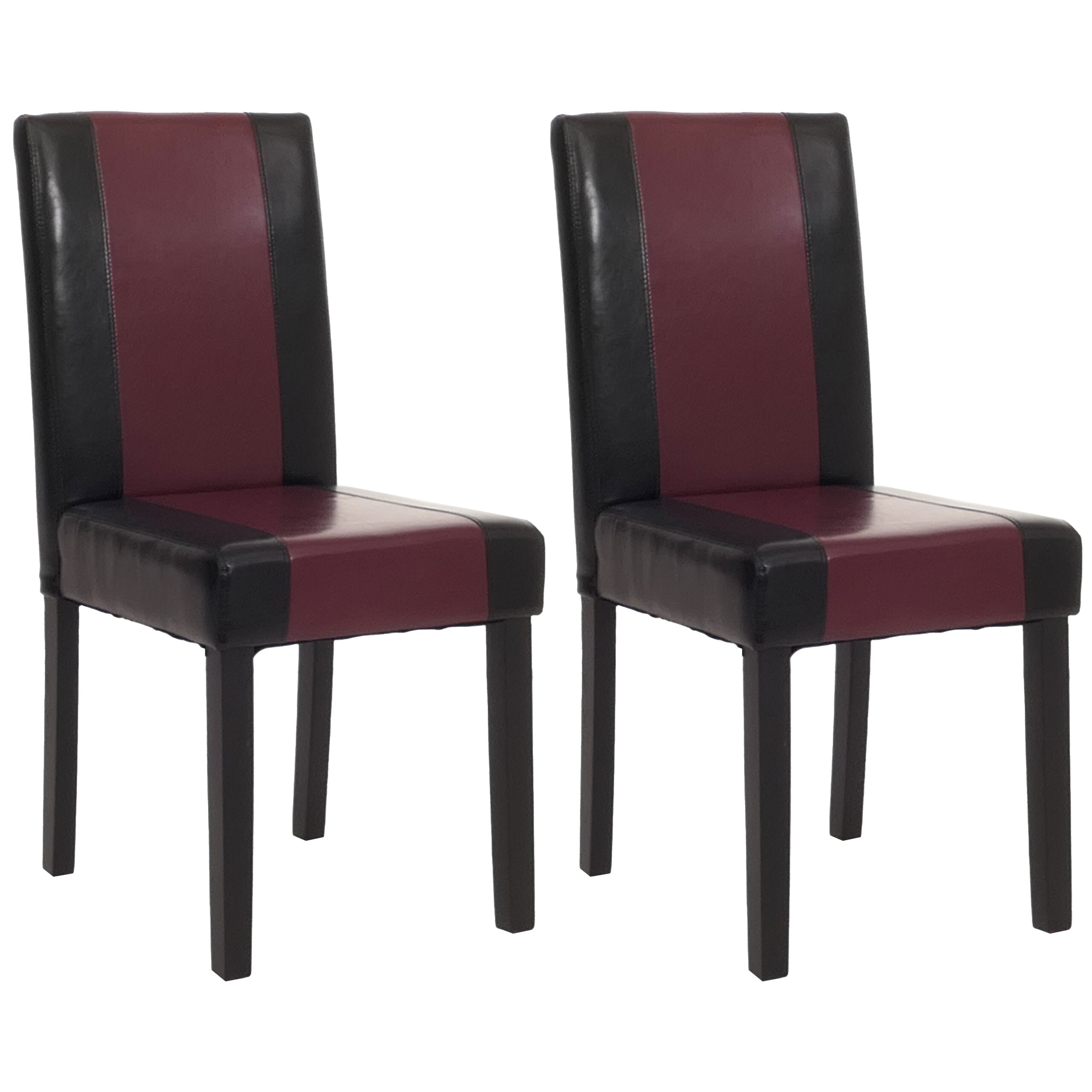 2er-Set Esszimmerstuhl K&uuml;chenstuhl Stuhl Littau ~ schwarz-rot, dunkle Beine 