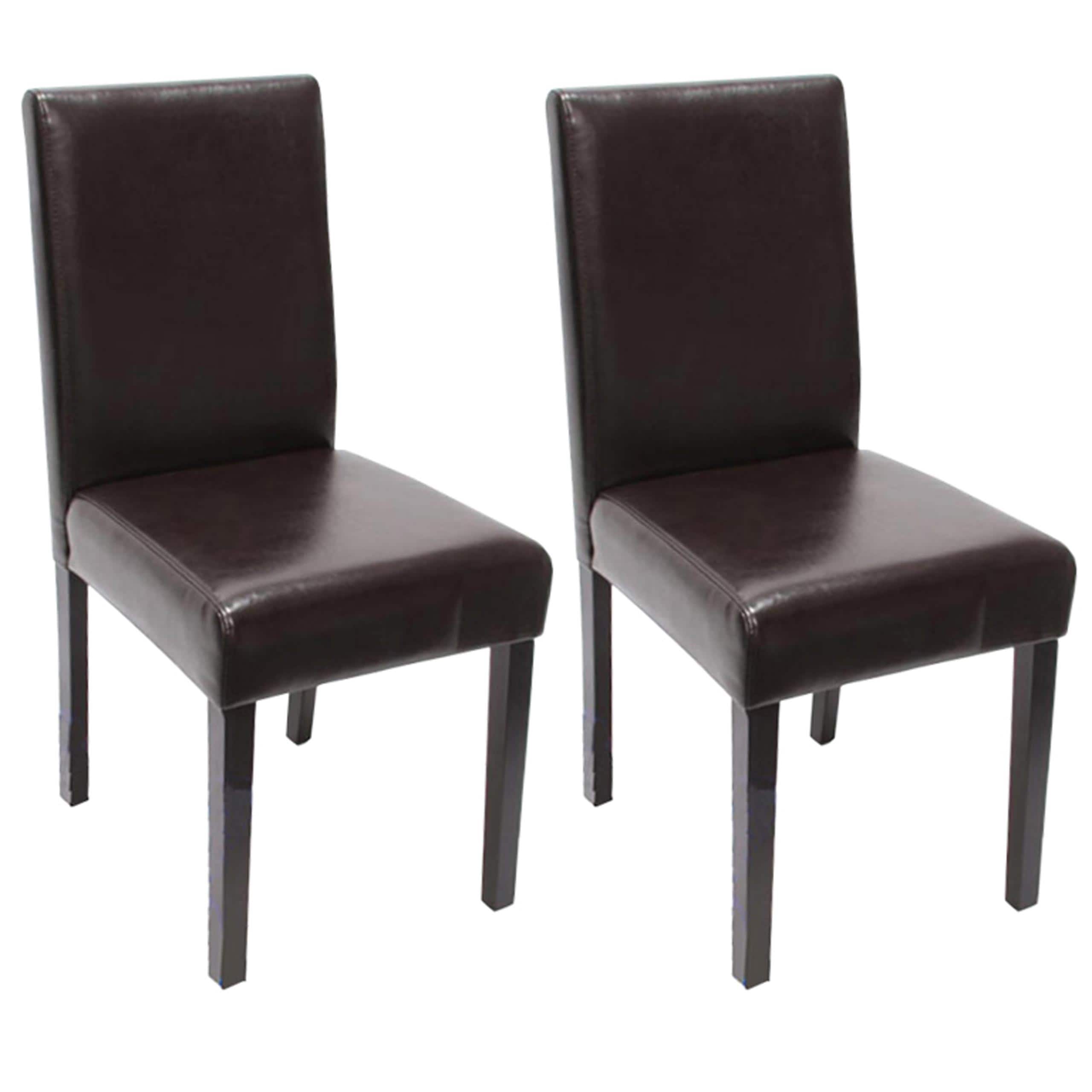 2er-Set Esszimmerstuhl Stuhl K&uuml;chenstuhl Littau ~ Kunstleder, braun, dunkle Beine 