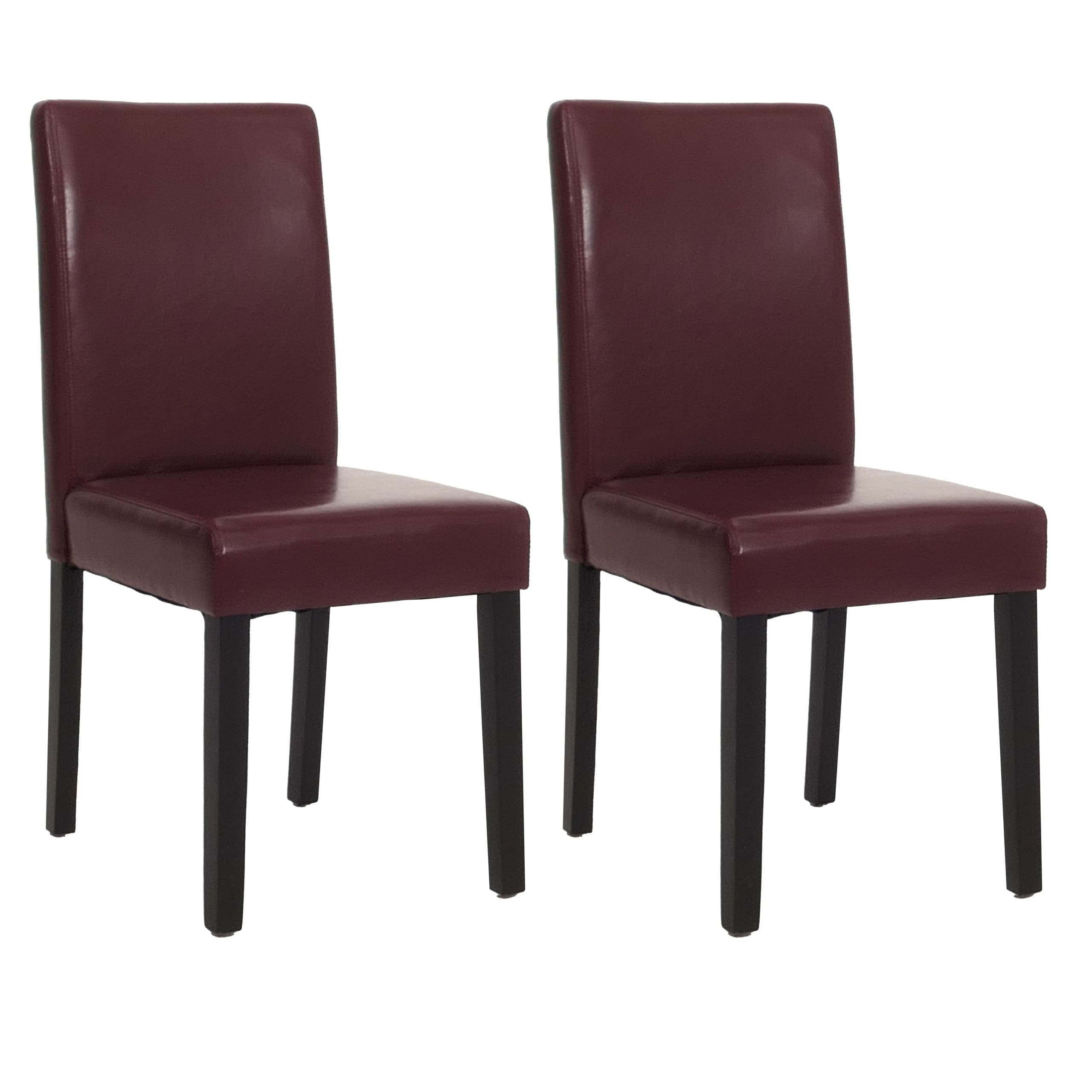2er-Set Esszimmerstuhl Stuhl K&uuml;chenstuhl Littau ~ Kunstleder, rot, dunkle Beine 