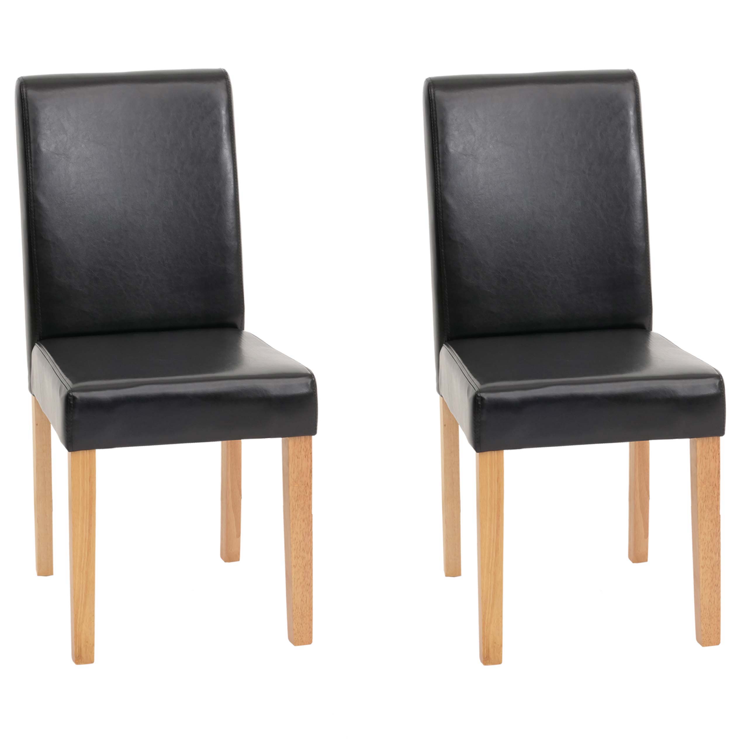 2er-Set Esszimmerstuhl Stuhl K&uuml;chenstuhl Littau ~ Kunstleder, schwarz, helle Beine 