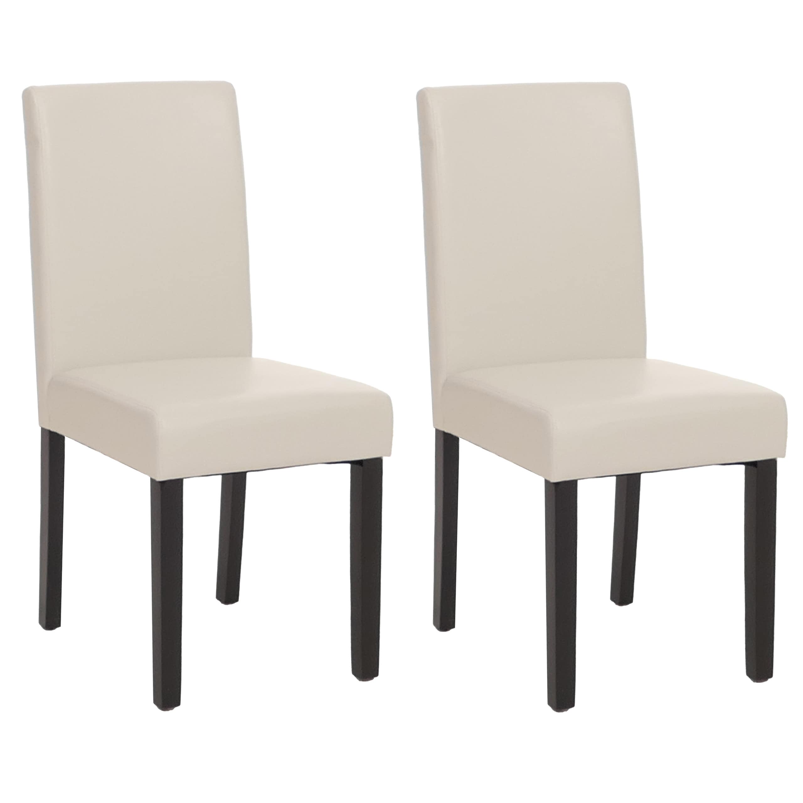 2er-Set Esszimmerstuhl Stuhl K&uuml;chenstuhl Littau ~ Kunstleder, wei&szlig;, dunkle Beine 