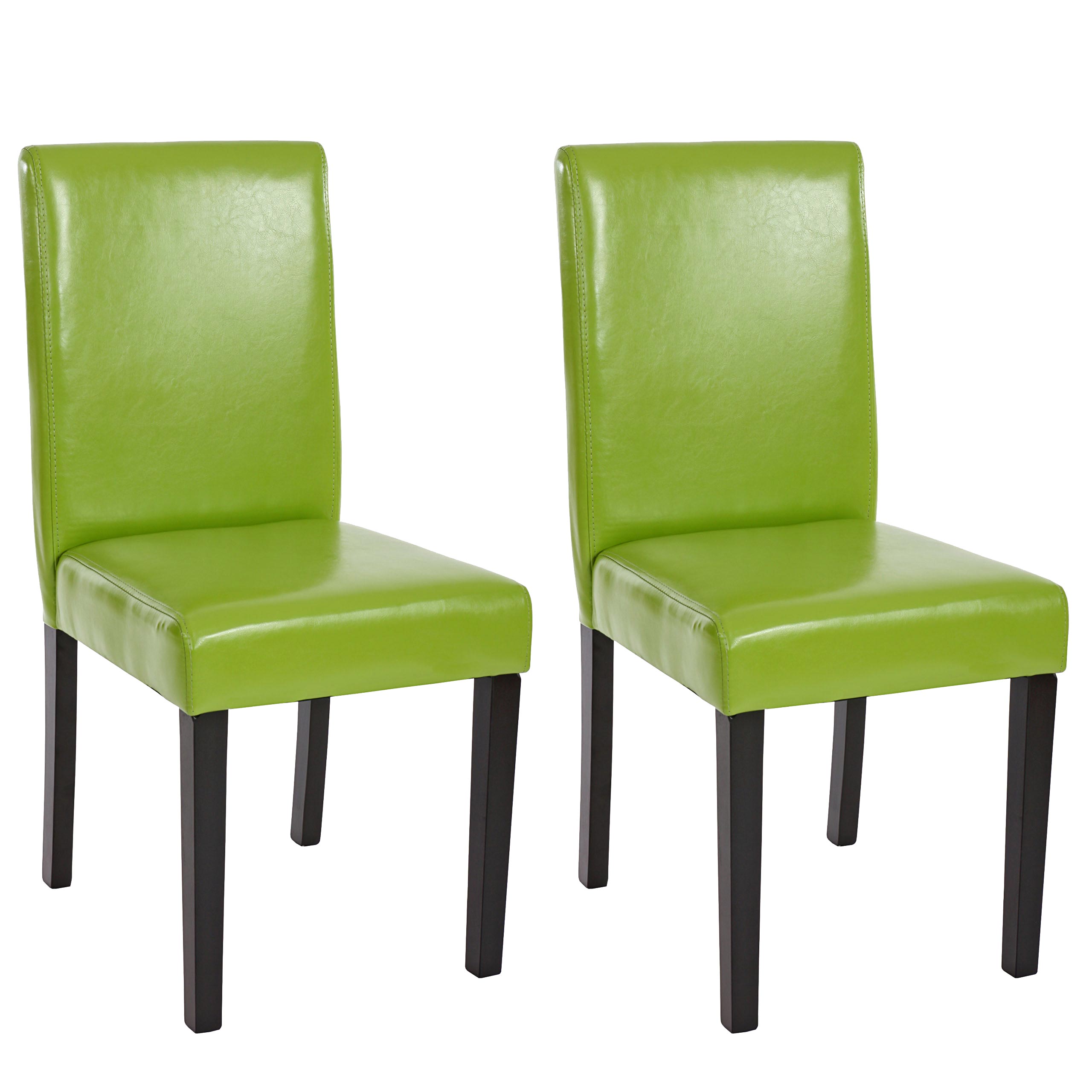 2er-Set Esszimmerstuhl Stuhl K&uuml;chenstuhl Littau ~ Kunstleder, gr&uuml;n, dunkle Beine 