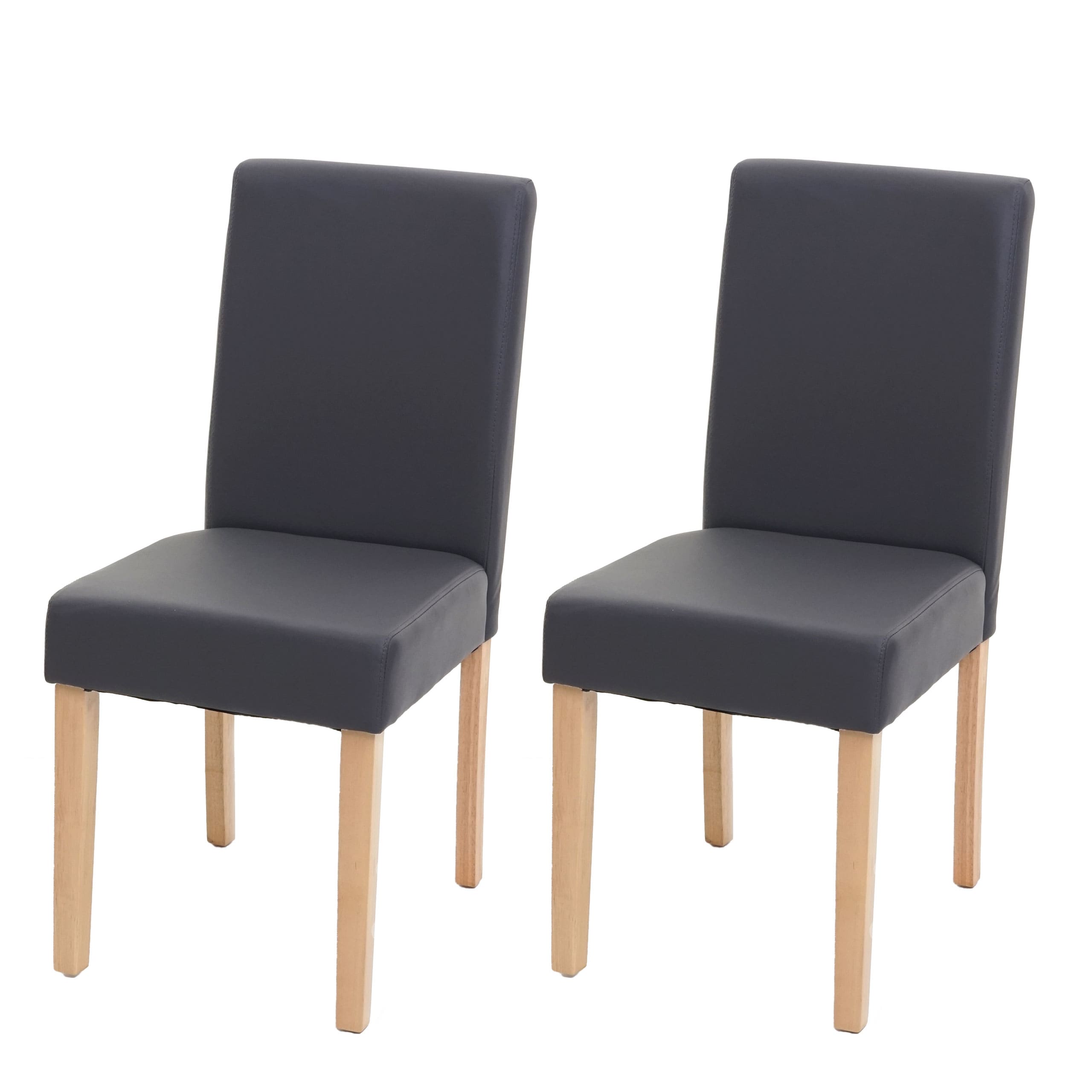2er-Set Esszimmerstuhl Stuhl K&uuml;chenstuhl Littau ~ Kunstleder, grau matt, helle Beine 