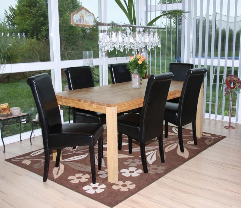 6er-Set Esszimmerstuhl Stuhl K&uuml;chenstuhl Lecce II, Leder ~ schwarz, dunkle Beine 