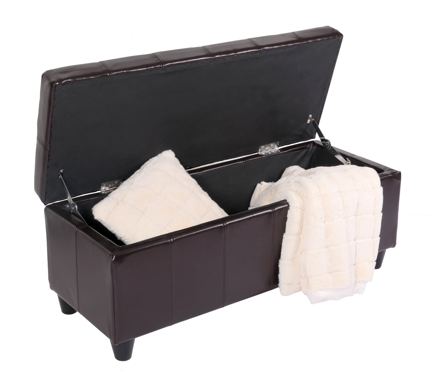 Bank Sitzbank MIT Aufbewahrung Arezzo Leder + Kunstleder 112x45x45cm MVG-zertifiziert ~ braun 