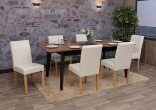 6er-Set Esszimmerstuhl Stuhl Küchenstuhl Littau ~ Leder, weiß, helle Beine 