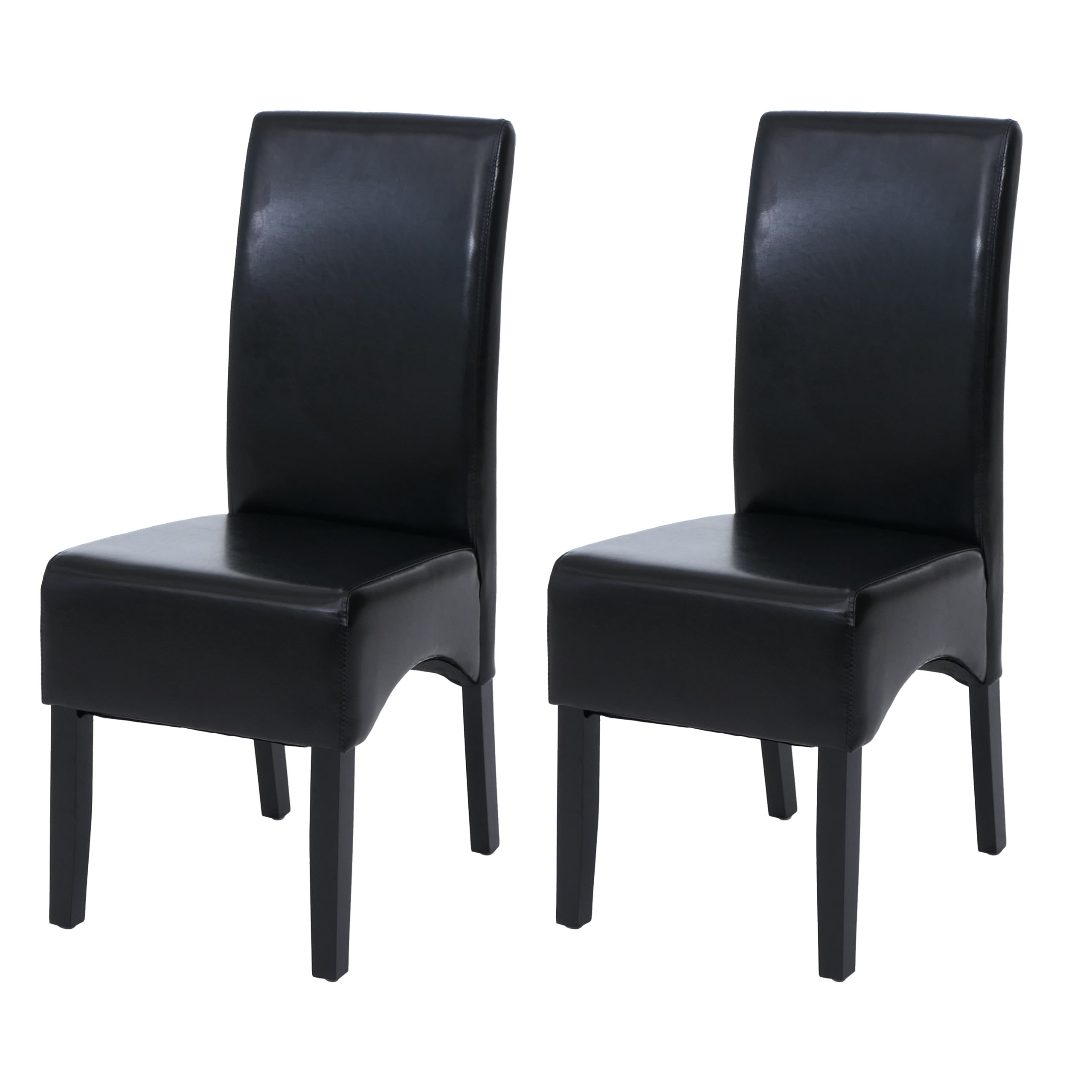 2er-Set Esszimmerstuhl K&uuml;chenstuhl Stuhl Crotone, LEDER ~ schwarz, dunkle Beine 