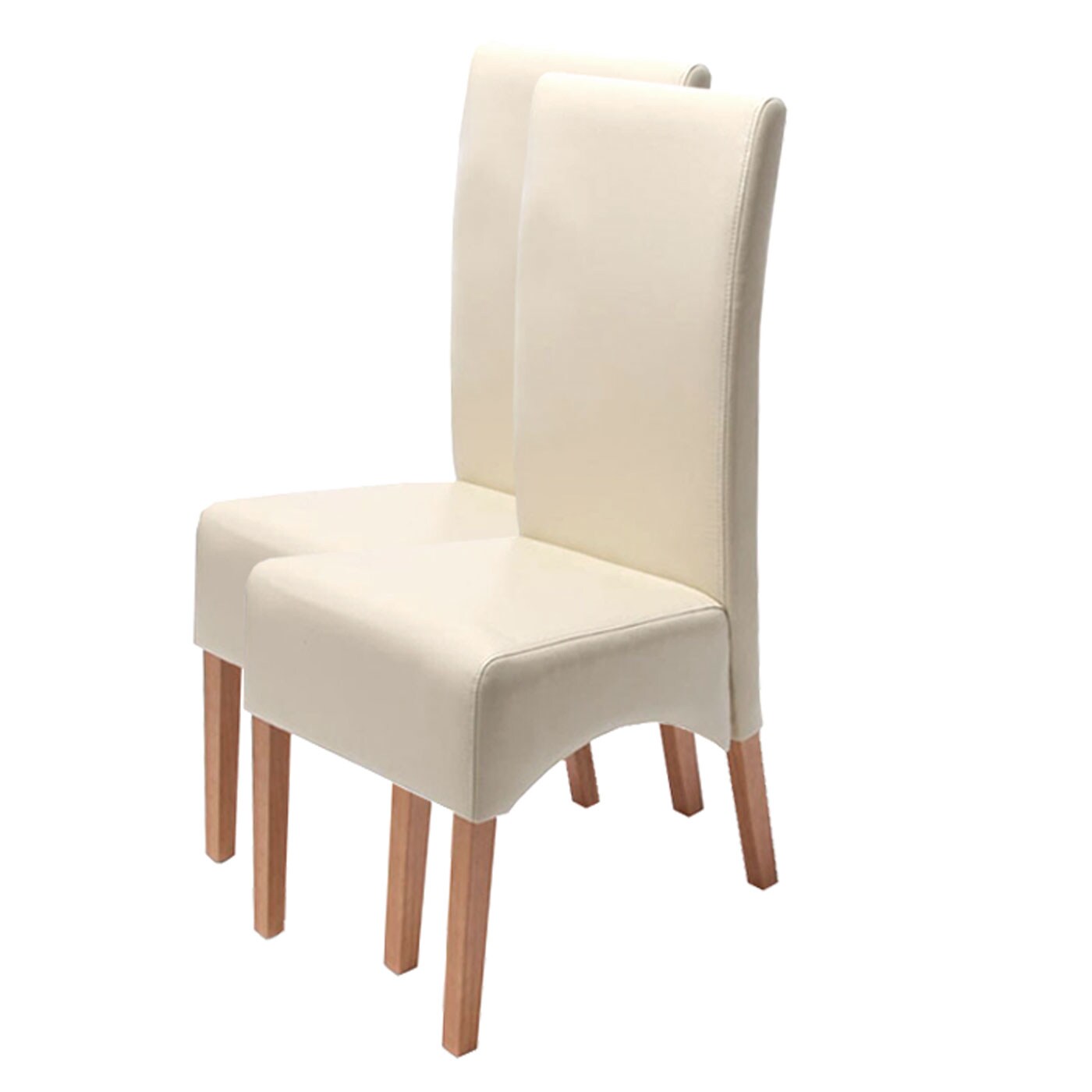 2er-Set Esszimmerstuhl K&uuml;chenstuhl Stuhl Crotone, LEDER ~ creme, helle Beine 