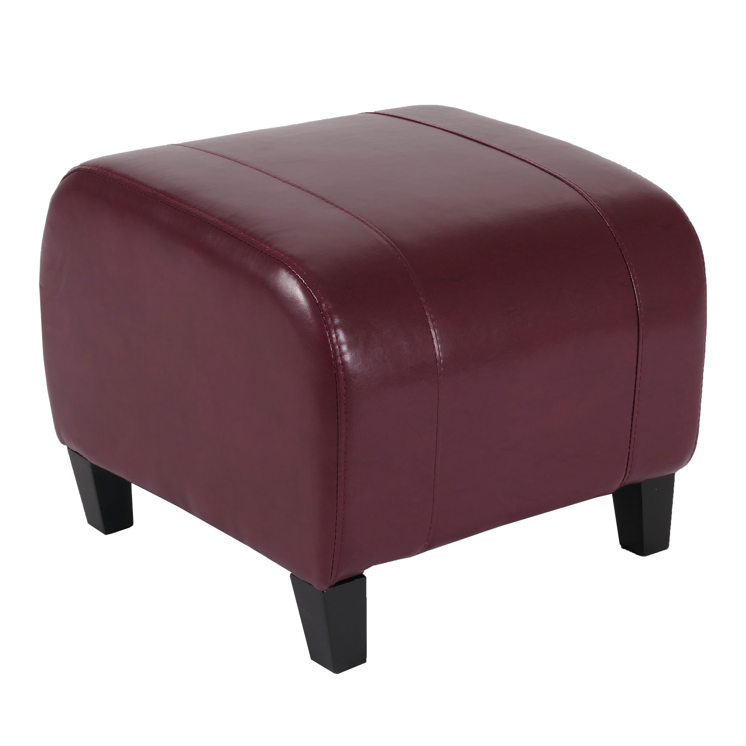 Hocker Sitzw&uuml;rfel Sitzhocker Aversa, Leder + Kunstleder, 37x45x47 cm MVG-zertifiziert ~ rot 