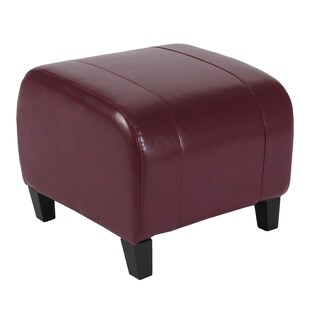 Hocker Sitzwürfel Sitzhocker Aversa, Leder + Kunstleder, 37x45x47 cm MVG-zertifiziert ~ rot 