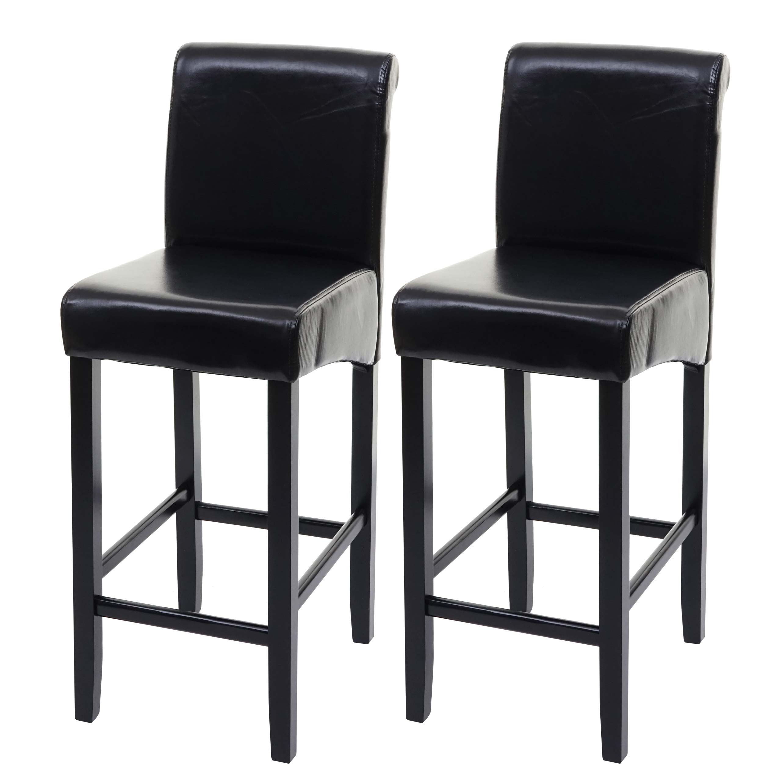 2er-Set Barhocker MCW-C33, Barstuhl Tresenhocker ~ schwarz, dunkle Beine, Leder 