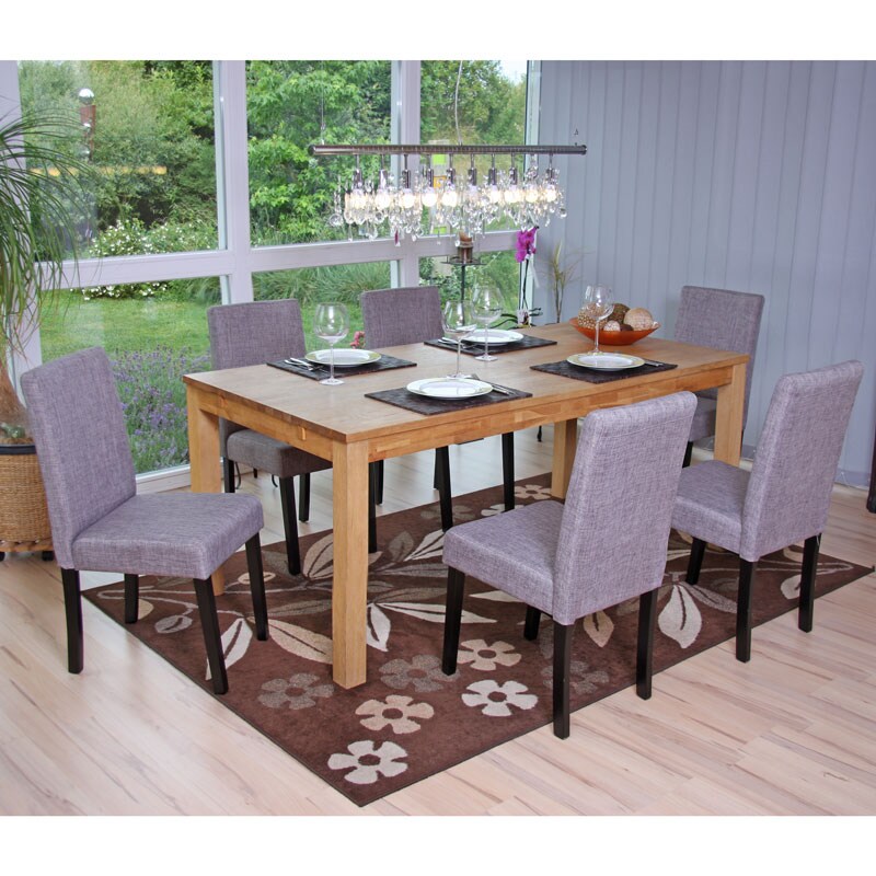 6er-Set Esszimmerstuhl Stuhl K&uuml;chenstuhl Littau ~ Textil, grau, dunkle Beine 