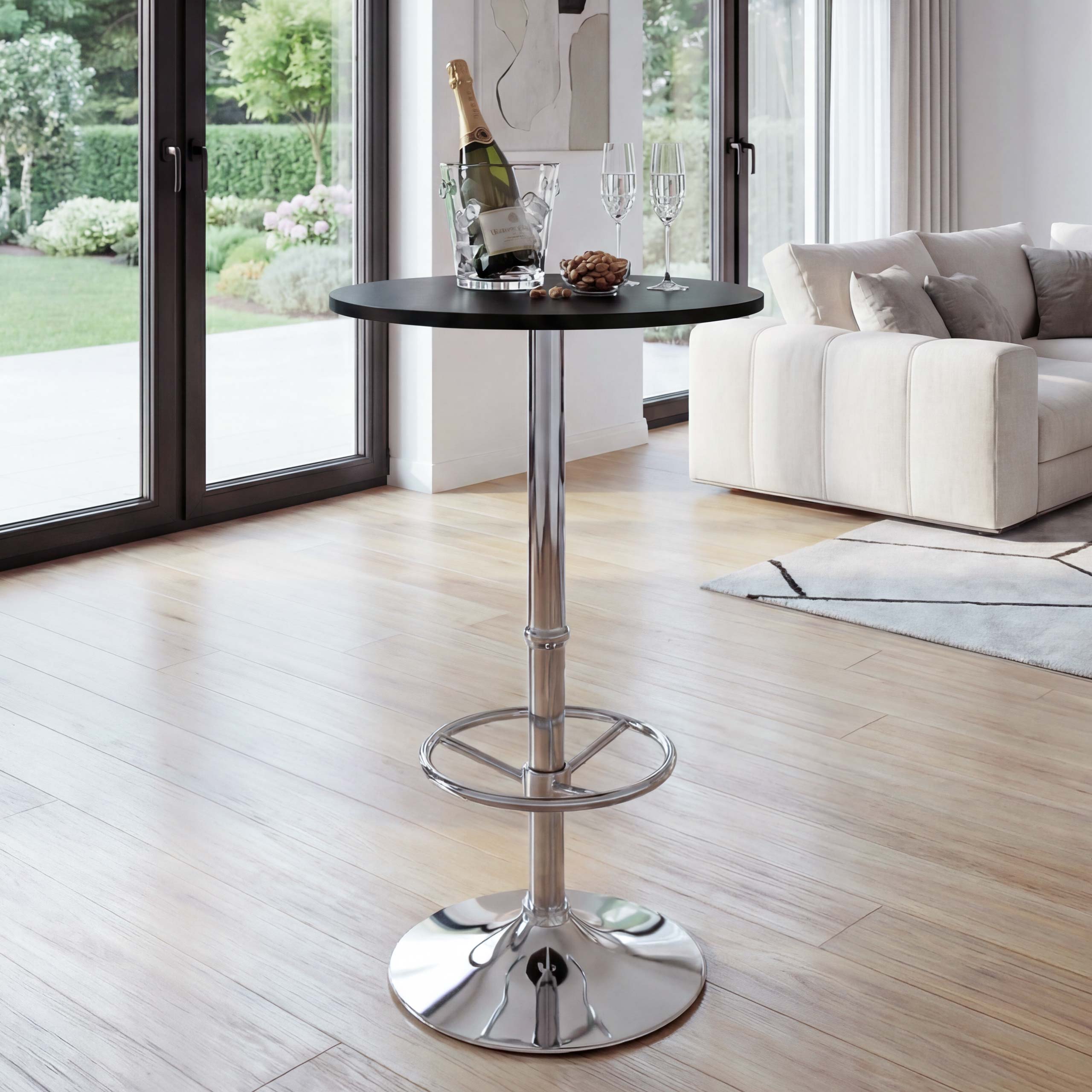 Stehtisch Bartisch Bistrotisch Empfangstisch Bilbao mit Fu&szlig;ablage ~ schwarz 