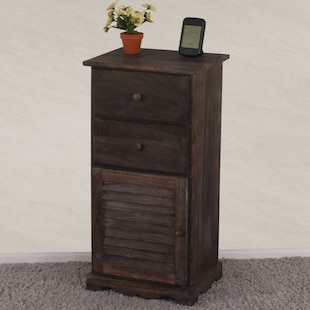 Kommode Schrank, 81x40x32cm, Shabby-Look, Vintage ~ braun 