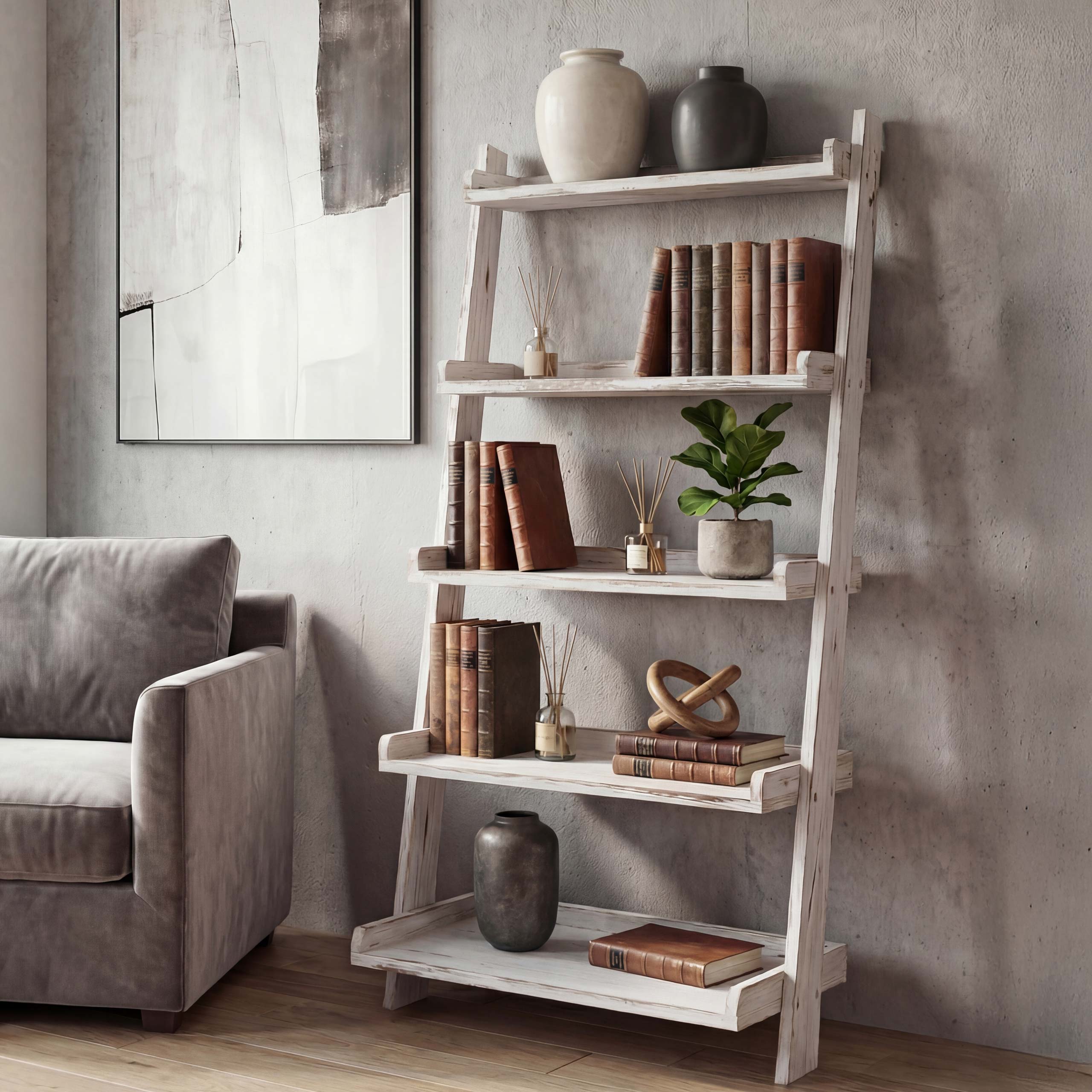 Regal Standregal Pflanzregal Blumenst&auml;nder, 119x64x45cm, Shabby-Look, Vintage ~ wei&szlig; 