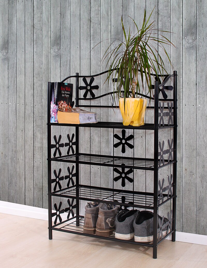 Regal Metall B&uuml;cherregal Schuhregal Standregal Bern ~ 4 B&ouml;den, H&ouml;he 90cm 